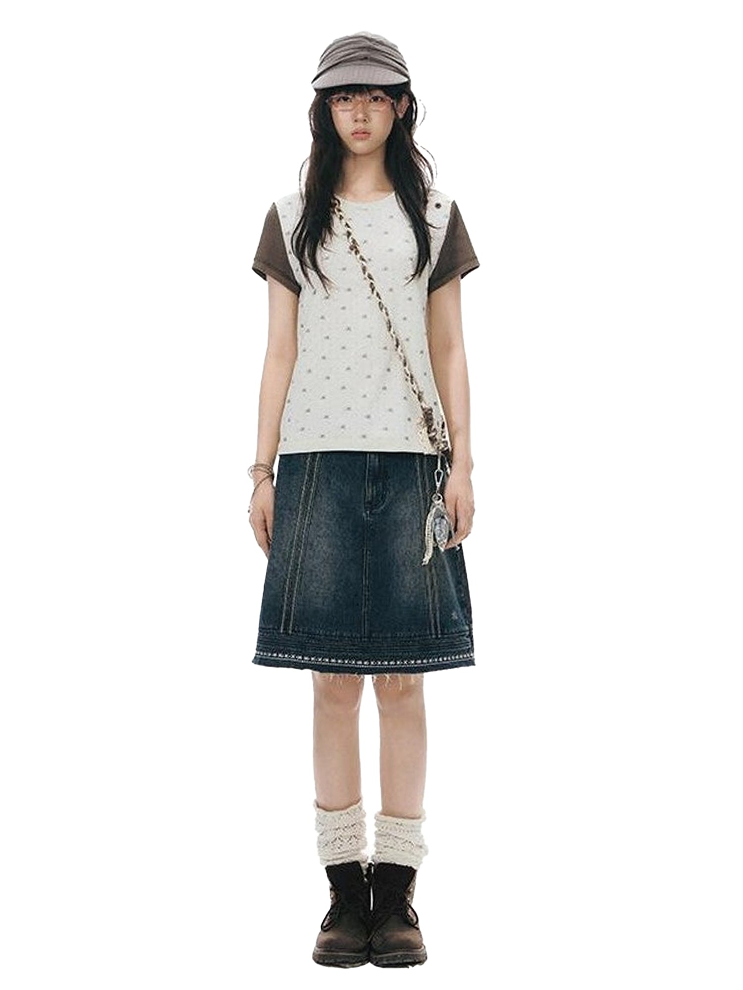 NAPSNAPS Vintage Embroidered Distressed Frayed Hem Women&