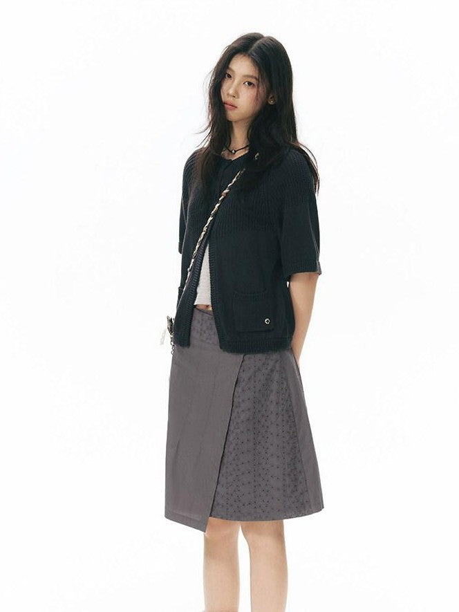 NAPSNAPS Vintage Patchwork Irregular A Line Low Waist Women&