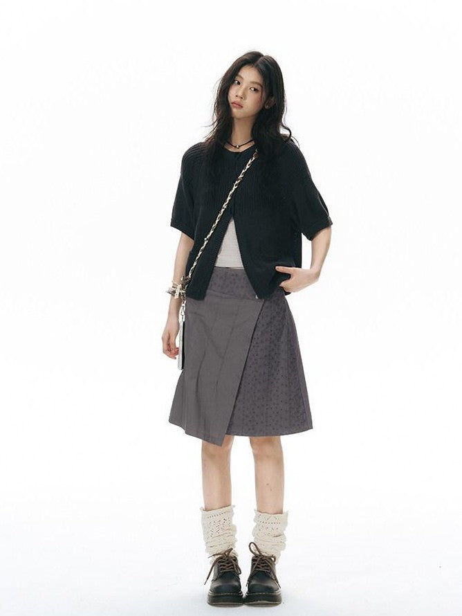 NAPSNAPS Vintage Patchwork Irregular A Line Low Waist Women&
