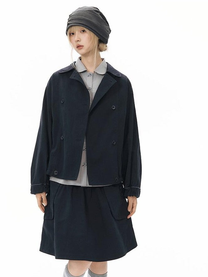 NAPSNAPS Vintage Plaid Doll Collar Pleated Cinched Waist Women&