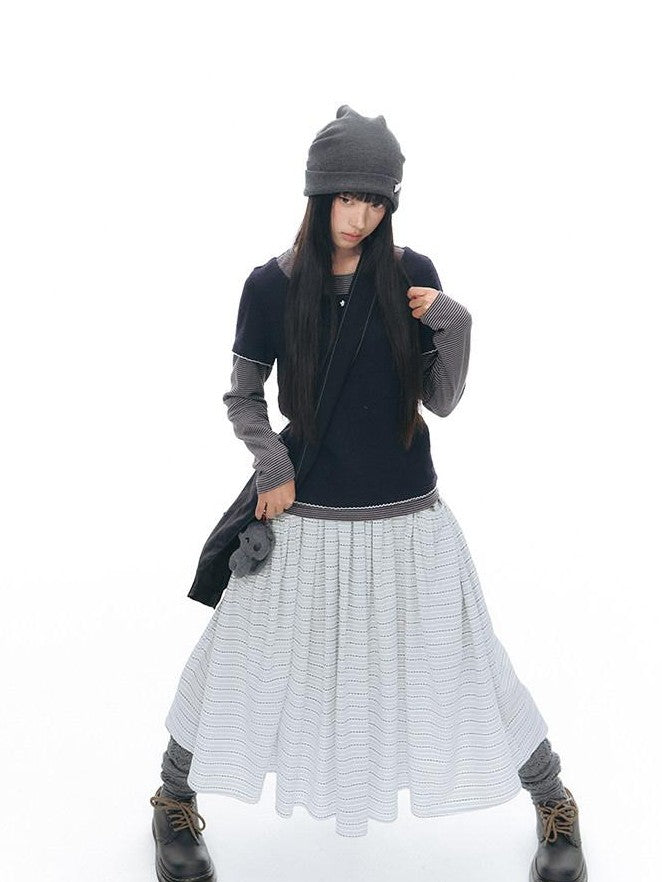 NAPSNAPS Vintage Plaid Large Pocket A Line Women&