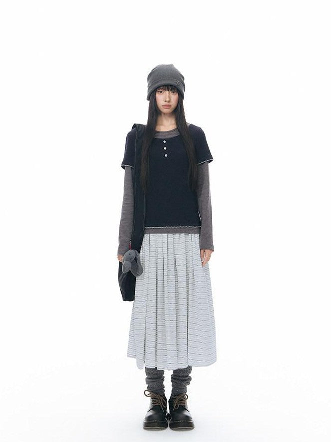 NAPSNAPS Vintage Plaid Large Pocket A Line Women&
