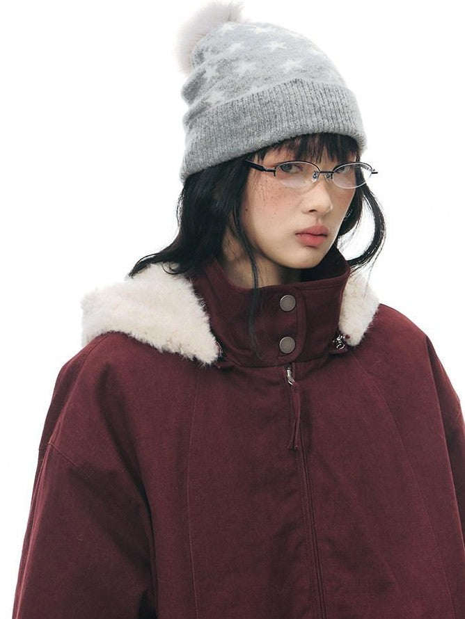 NAPSNAPS Vintage Red Detachable Hood Workwear Women&