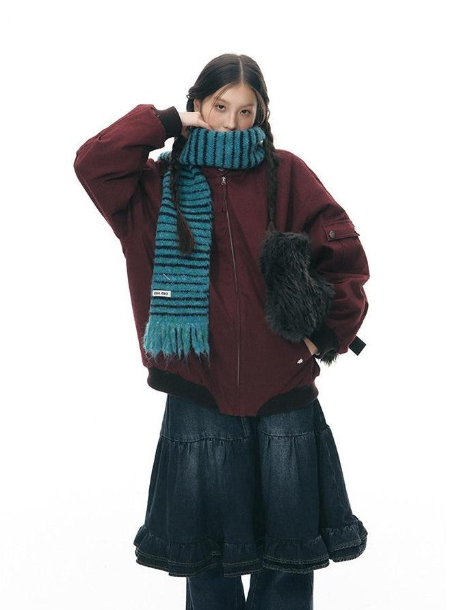 NAPSNAPS Vintage Red Detachable Hood Workwear Women&