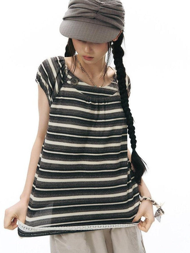 NAPSNAPS Vintage Striped Lace Patchwork Women&