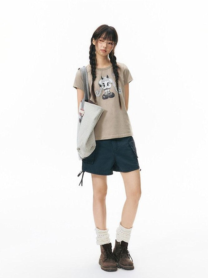 NAPSNAPS Vintage Washed Distressed Printed Women&