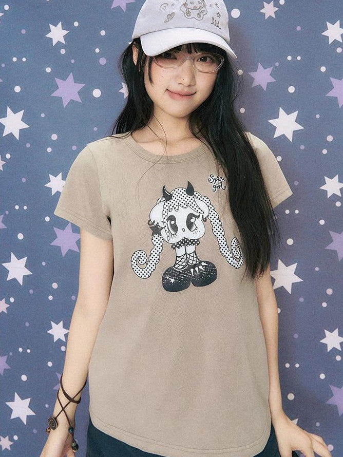 NAPSNAPS Vintage Washed Distressed Printed Women&