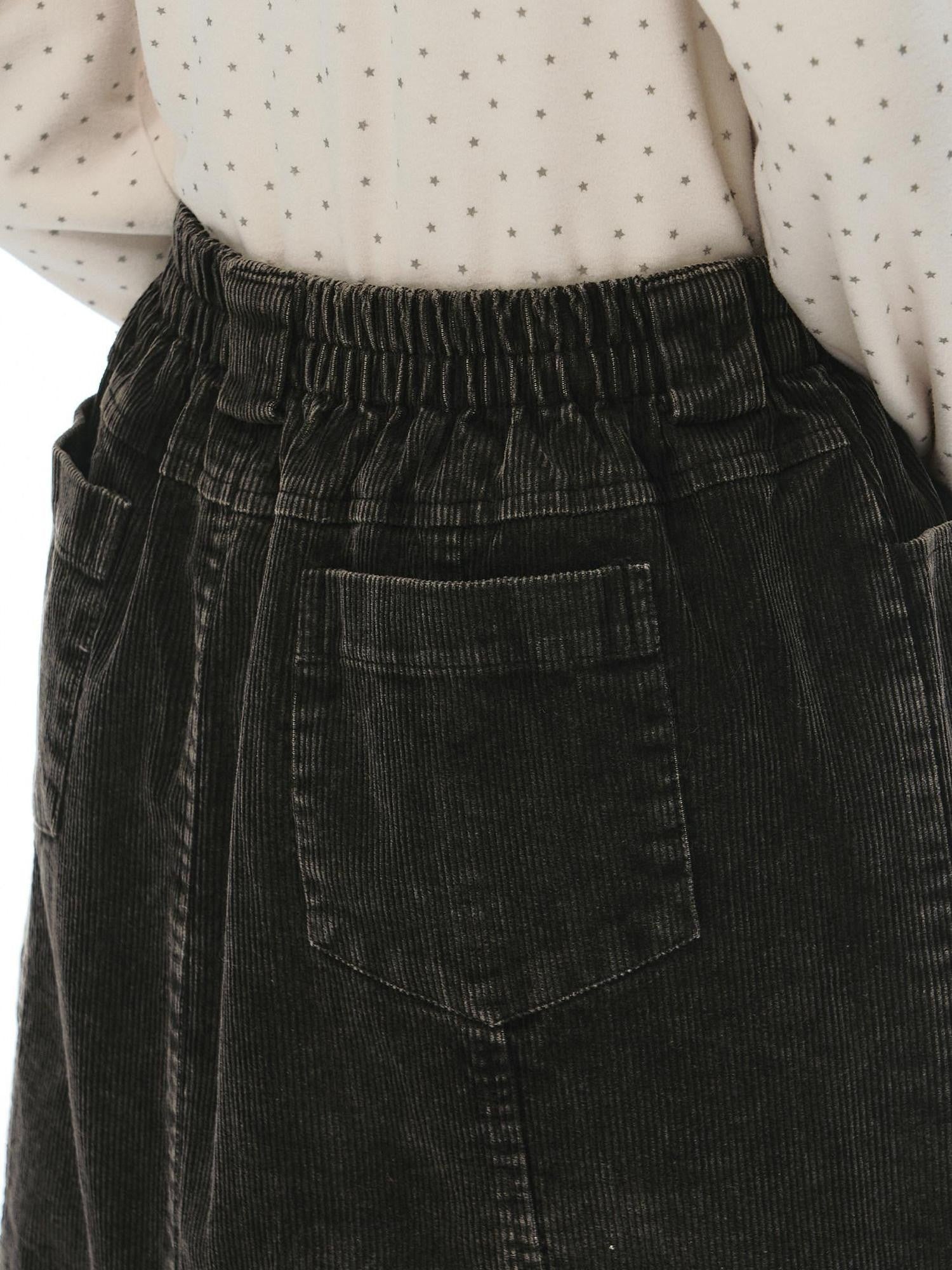 NAPSNAPS Washed Aged Faded Elastic Waist Straight Women&