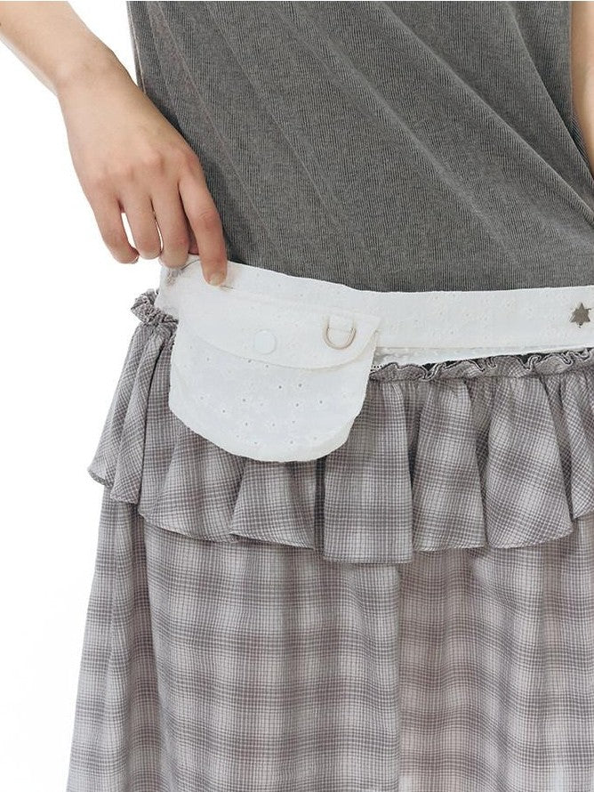 NAPSNAPS White Cutout Embroidered Lace Trim Girly Waist Women&