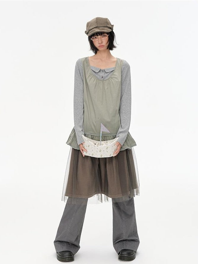 NAPSNAPS Wide Brim Folded Corduroy Retro Flat Top Women&