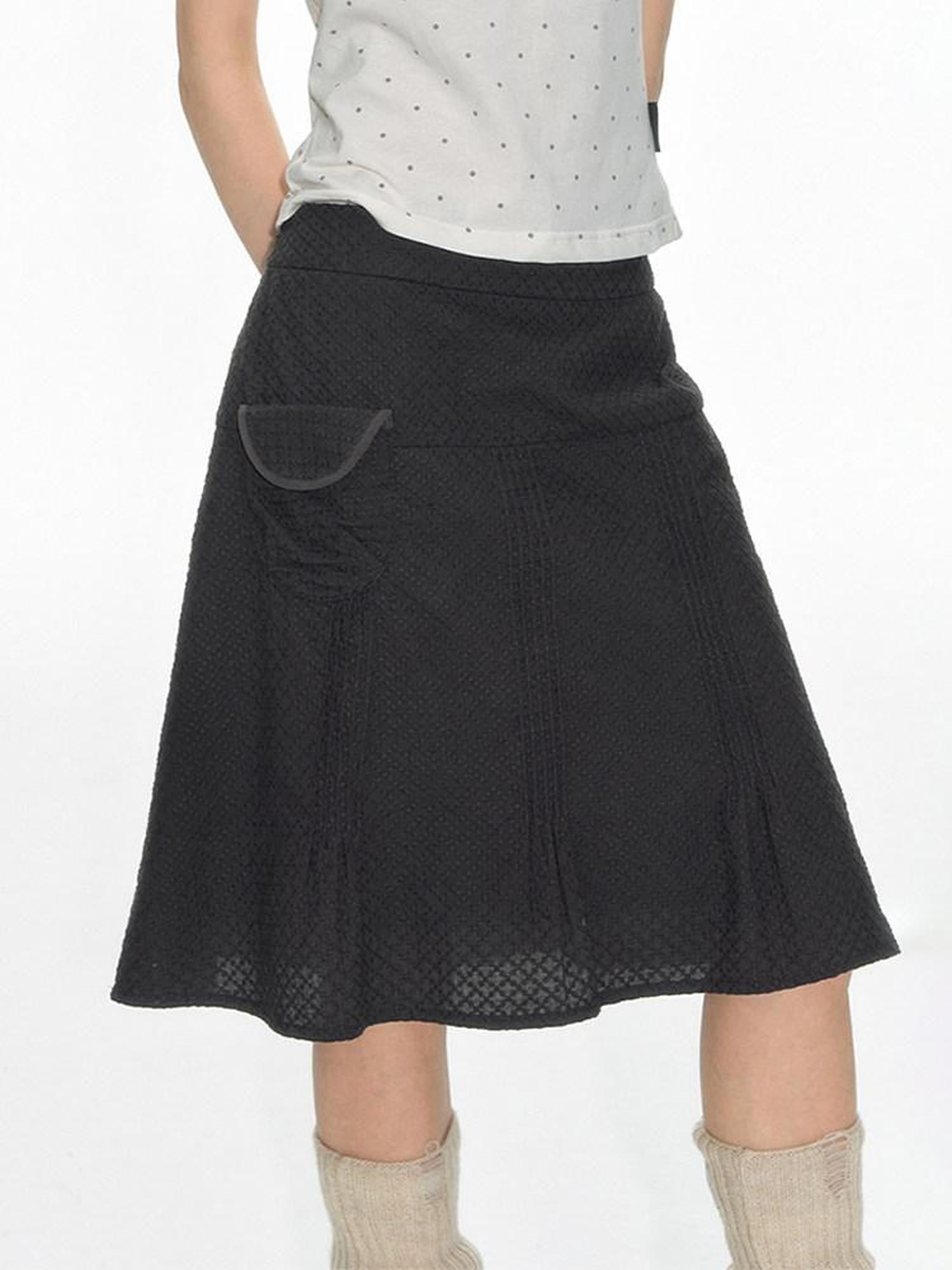 NAPSNAPS Yellow Plaid Lace Spliced One Shoulder Women&