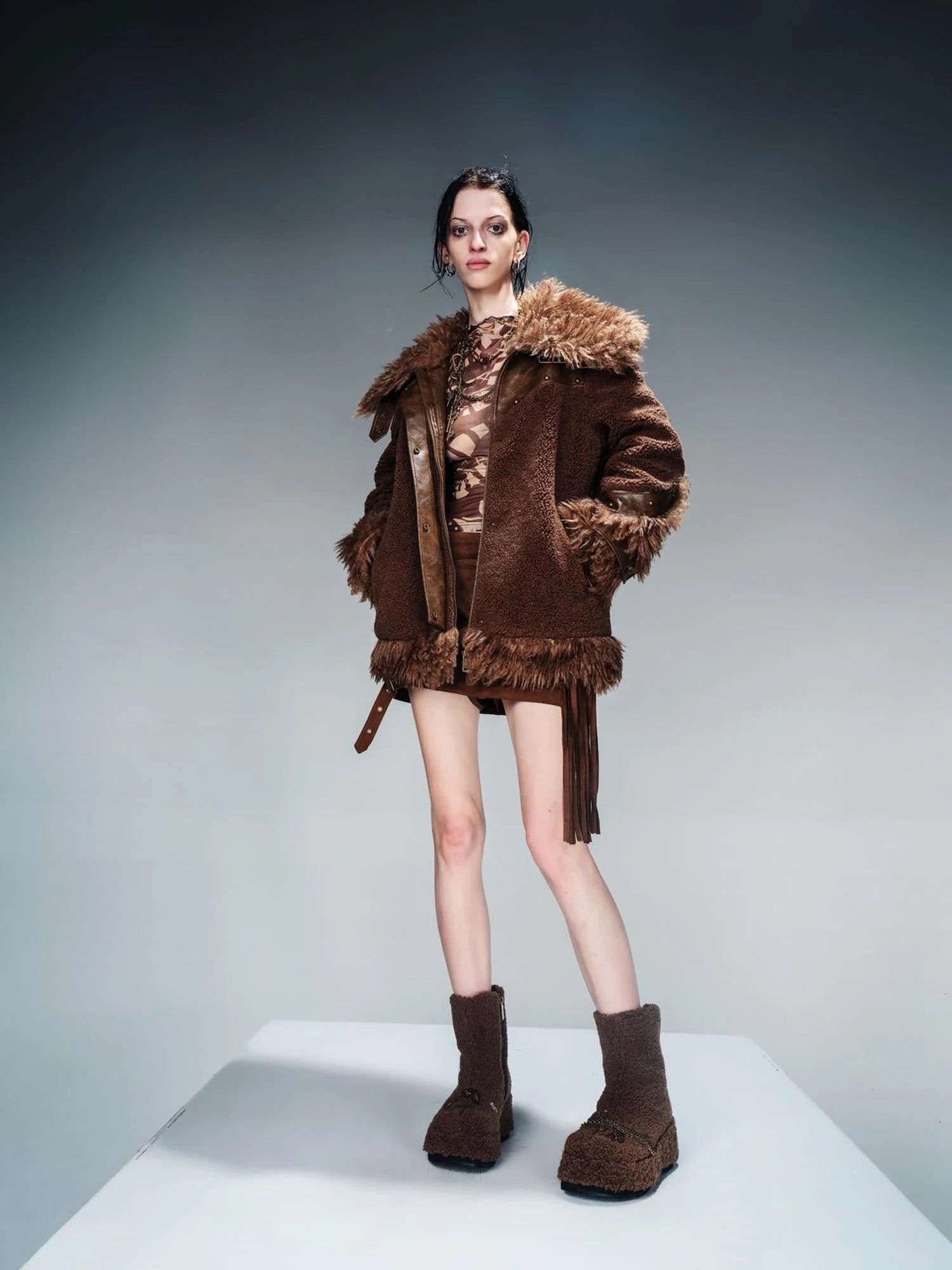 Ankh Platform Boots Fleece Lined 7.8cm Sole Genuine Leather