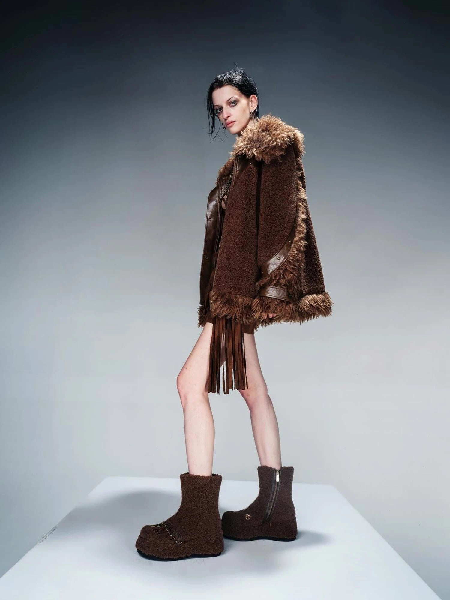 Ankh Platform Boots Fleece Lined 7.8cm Sole Genuine Leather