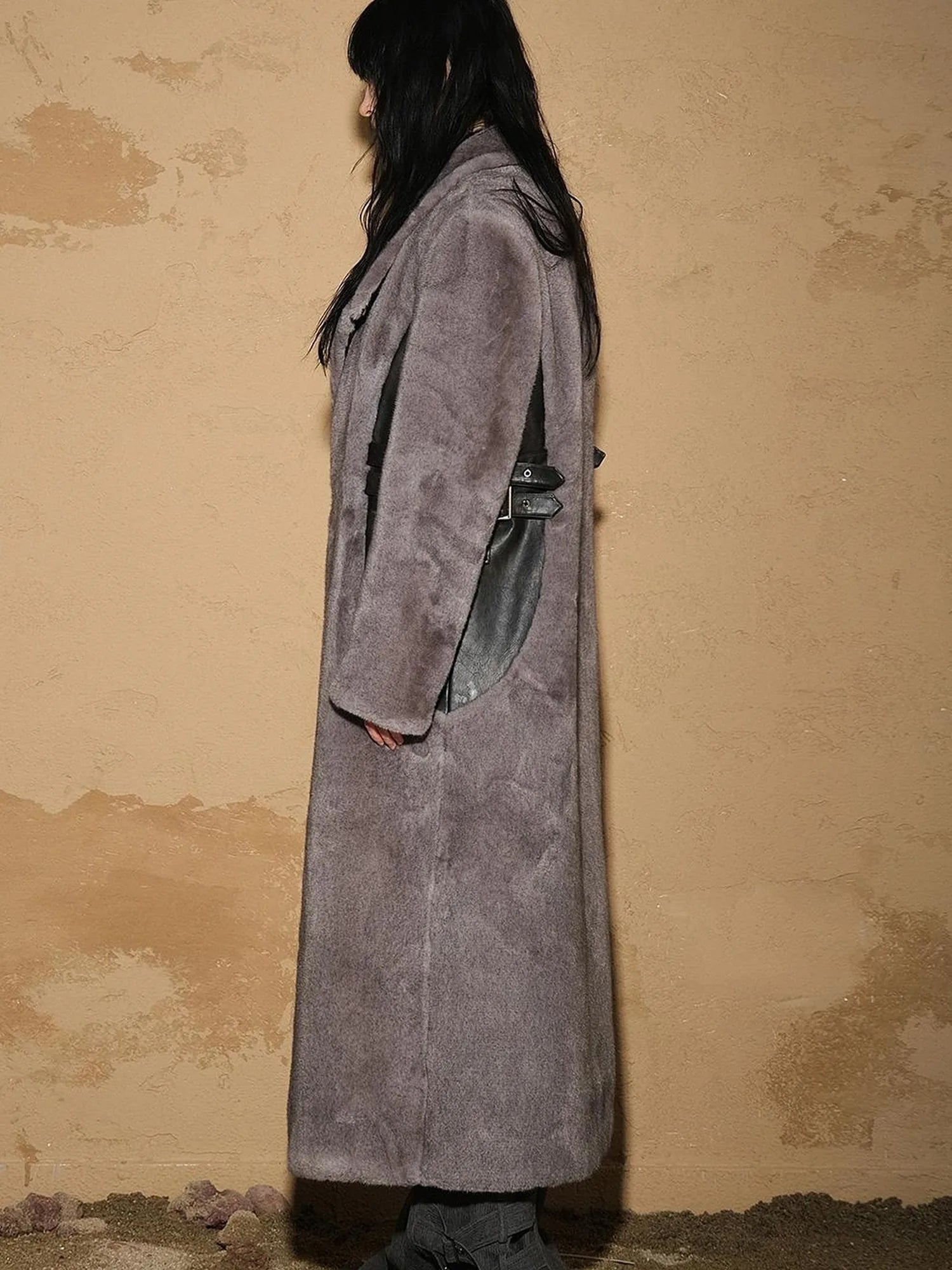 Astrological Patchwork Plush Long Coat V-neck T-shirt Long Sleeve