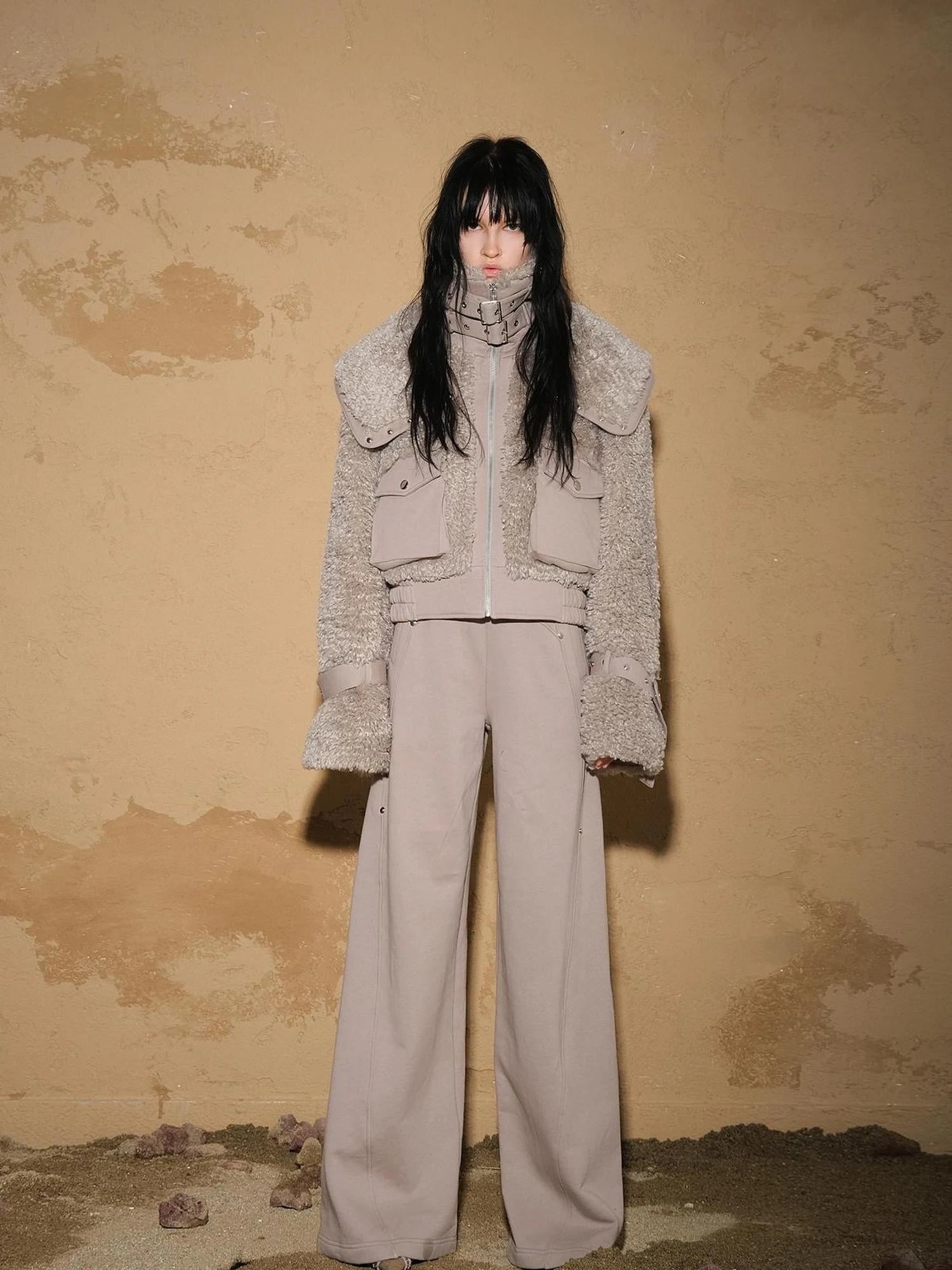 Astrological Plush Patchwork Cropped Coat