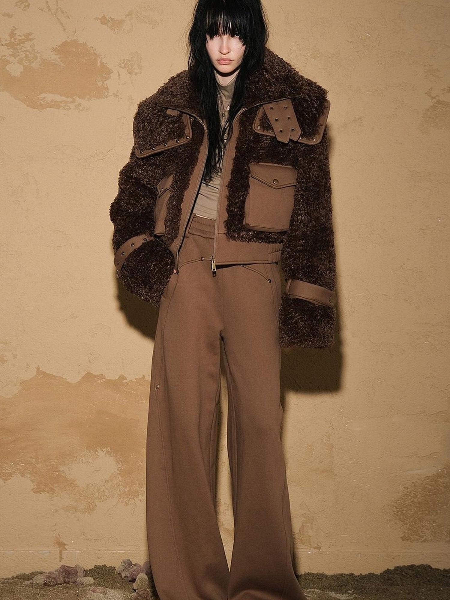 UpdateNN NORTH NODE Astrological Plush Patchwork Cropped Coat