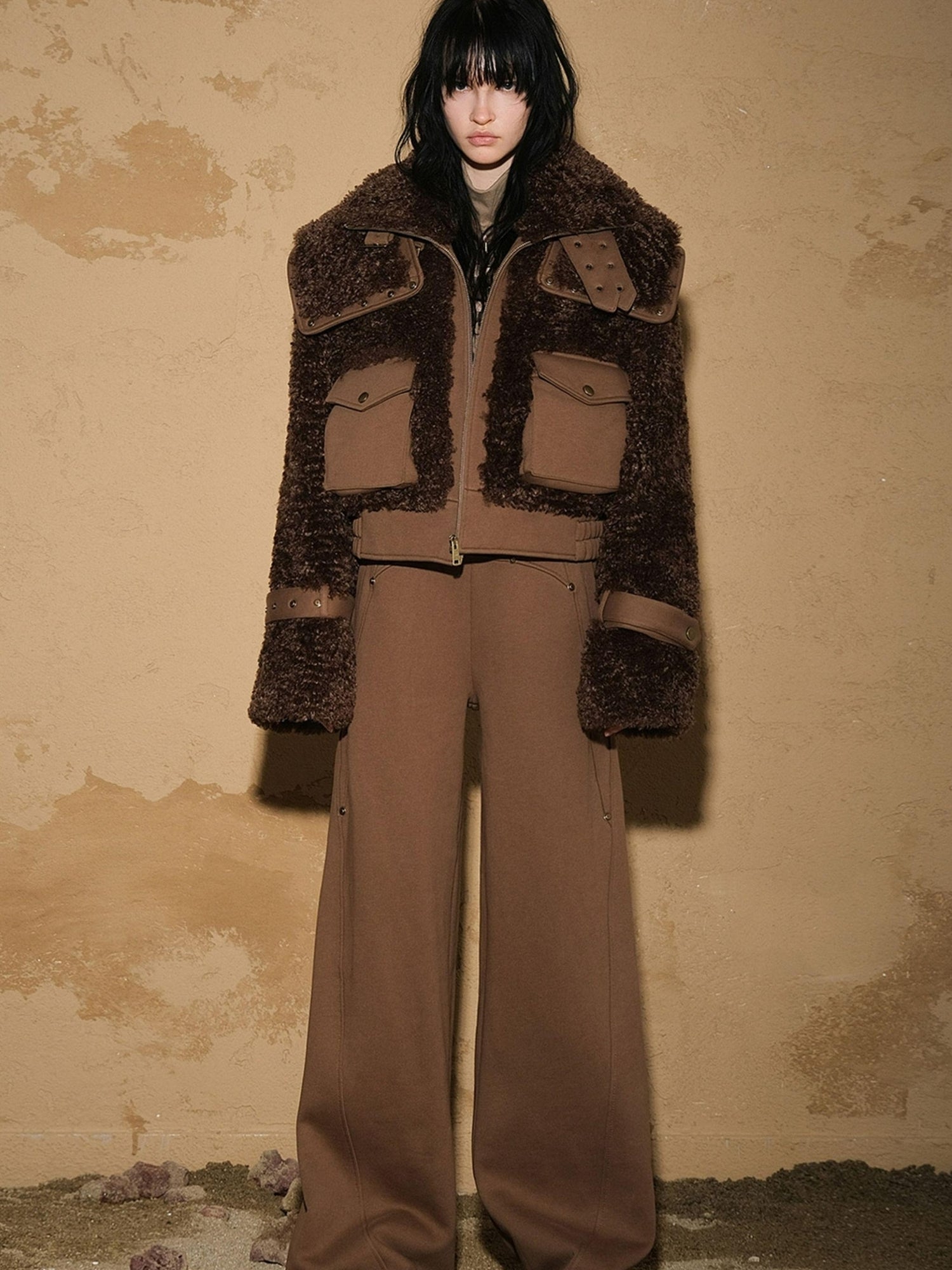 UpdateNN NORTH NODE Astrological Plush Patchwork Cropped Coat