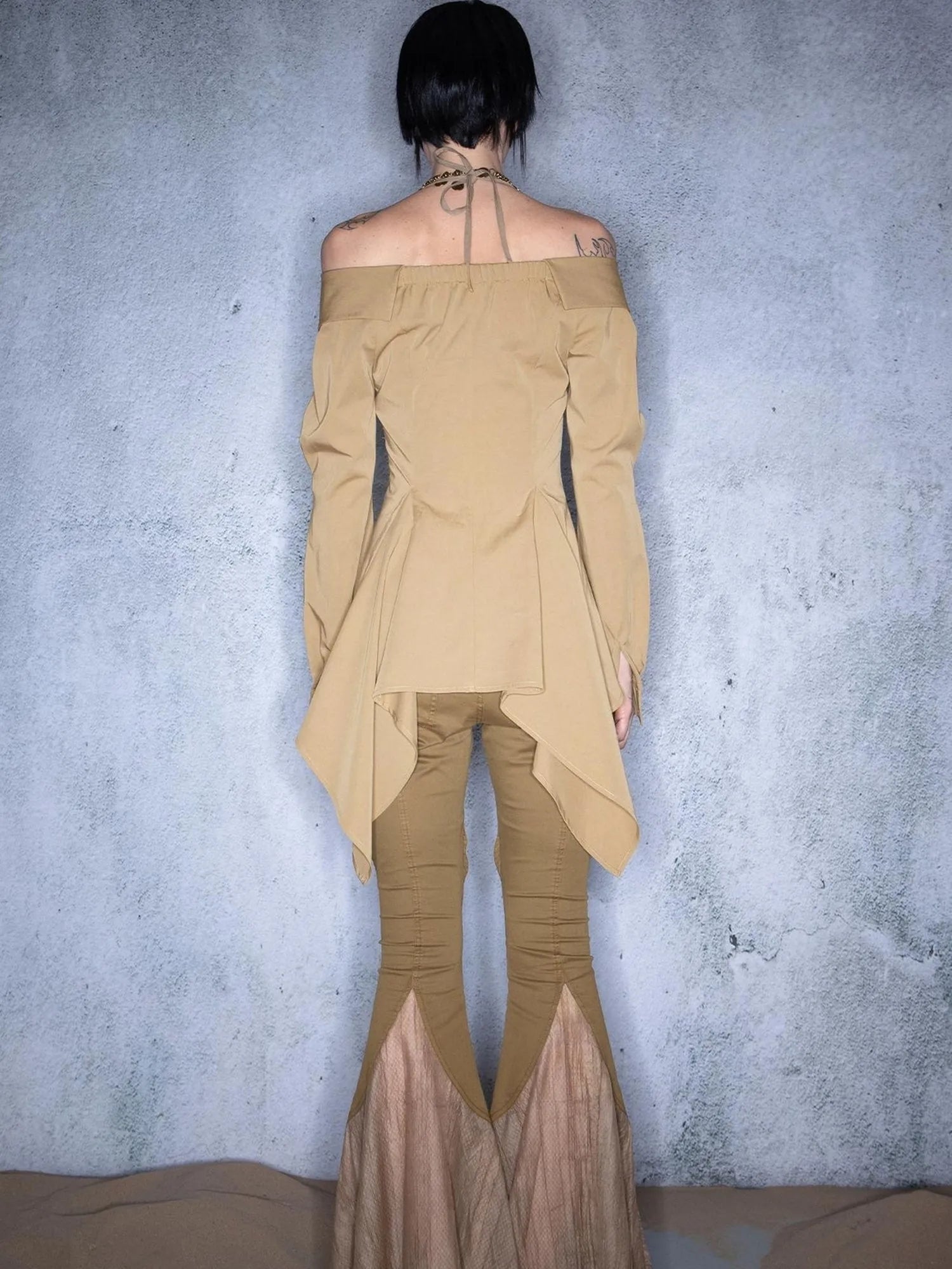 Asymmetrical One Shoulder Ruffle Hem Blouse