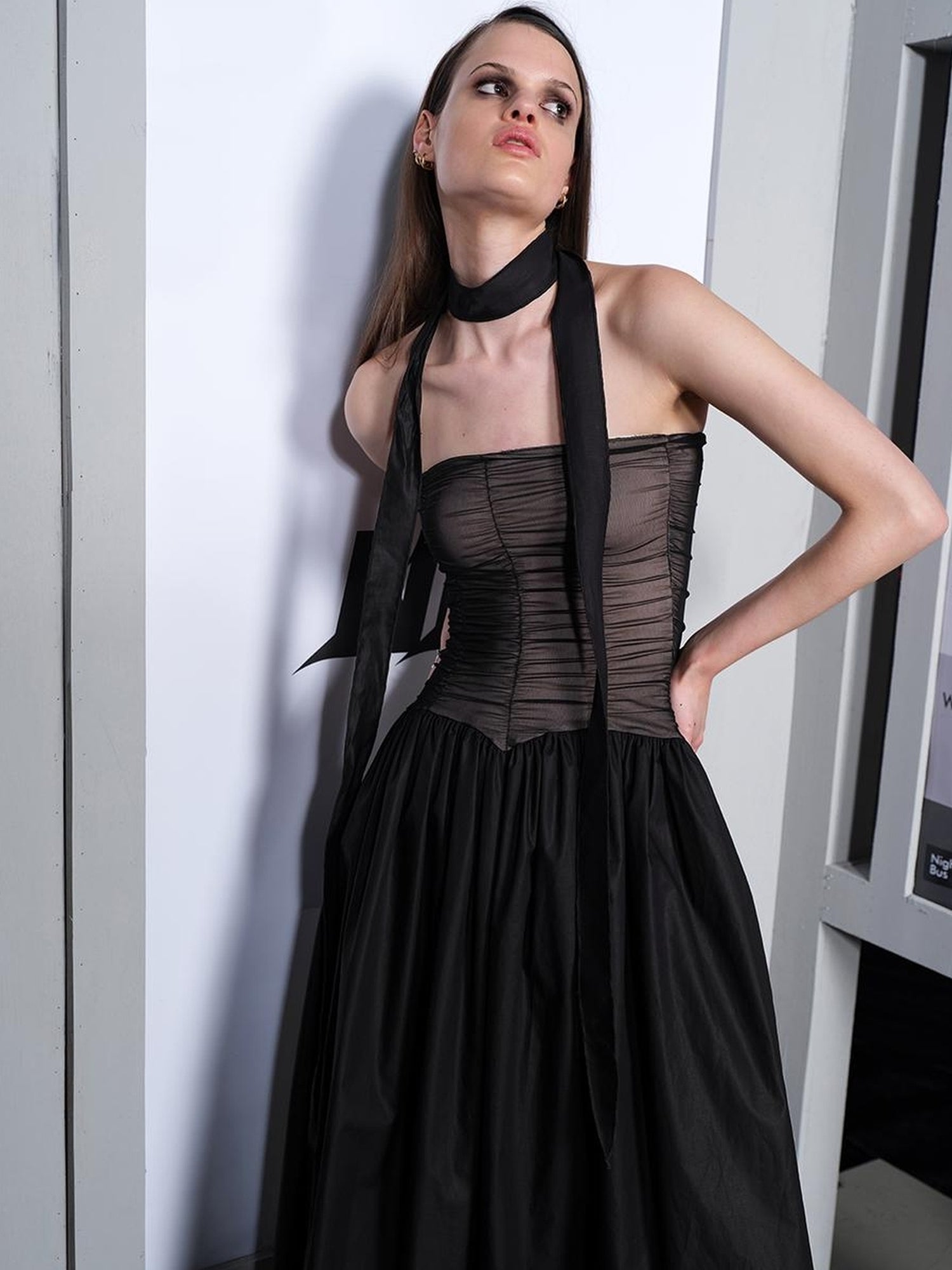 UpdateNN NORTH NODE Banquet Escape Pleated Bustier V-Neck Dress