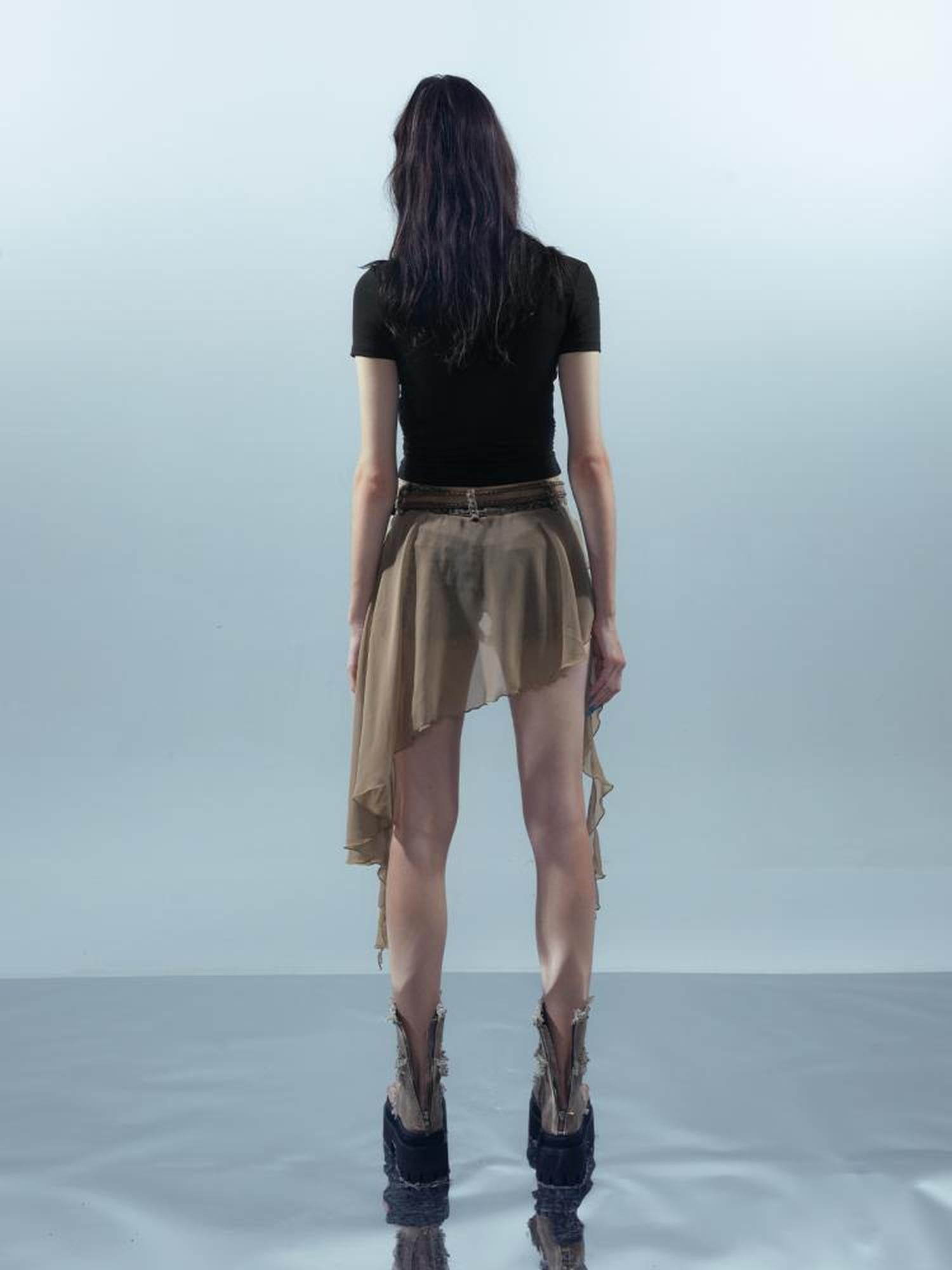 UpdateNN NORTH NODE Blooming Pleats Beaded Mock Neck Modal Tee