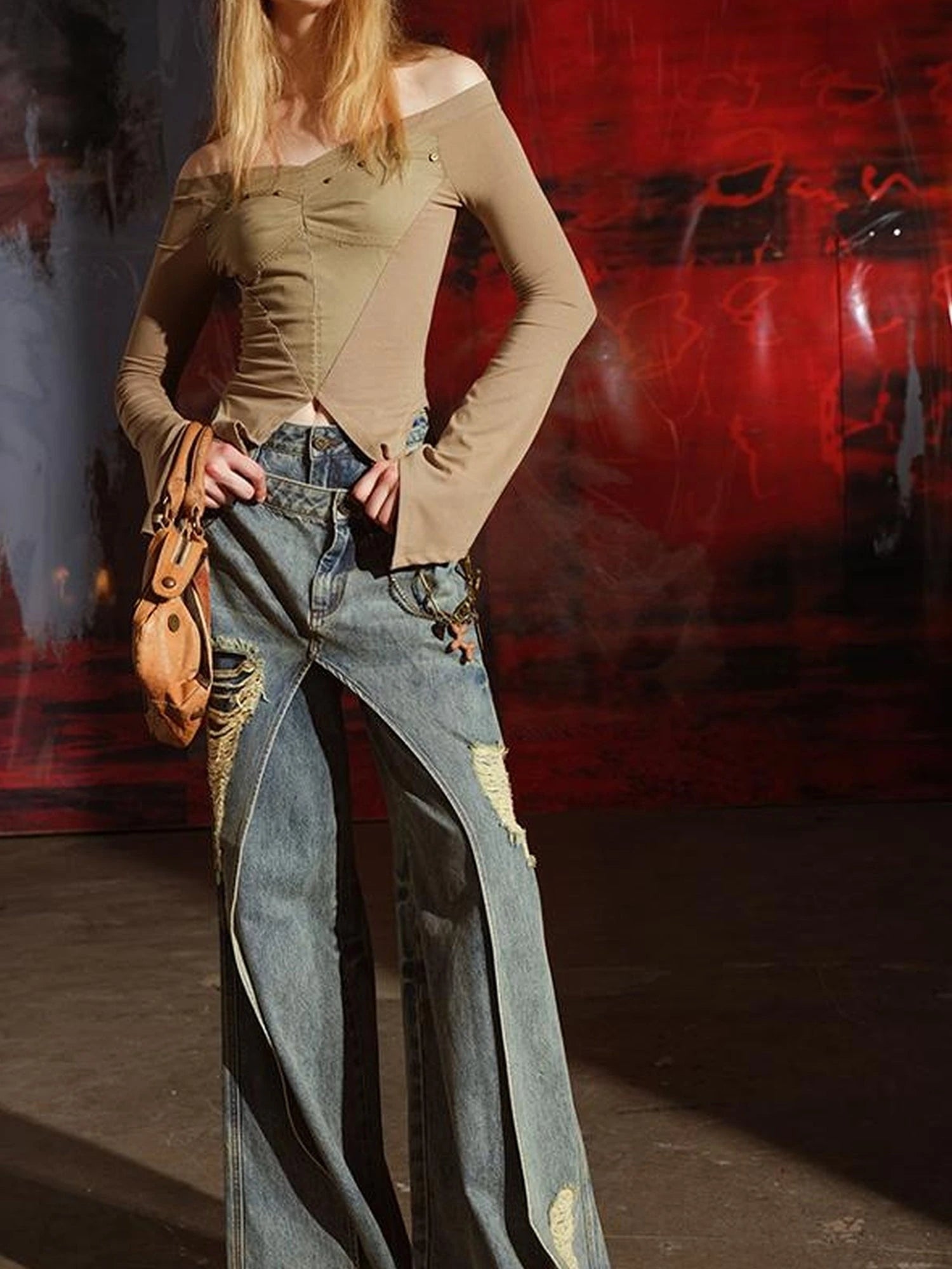 Butterfly Shoulder Studded Top