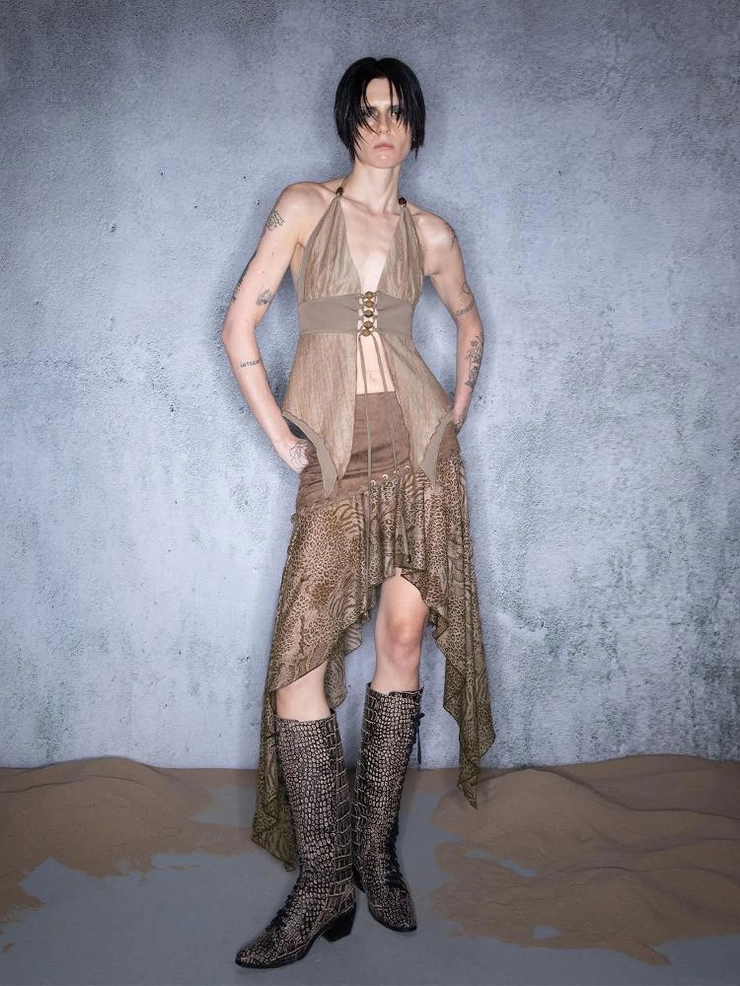 Cotton Beaded Tassel Strap Backless Camisole