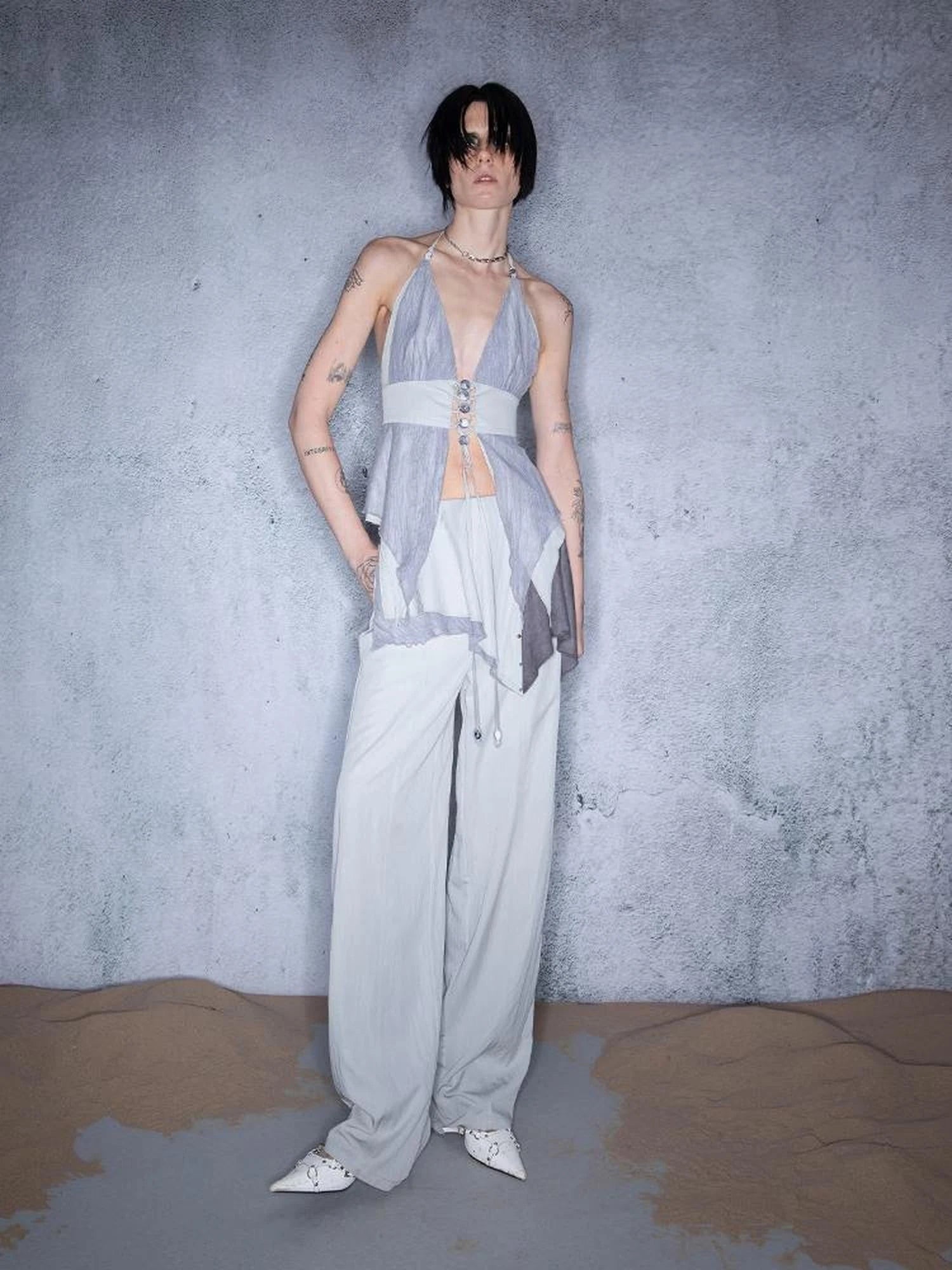 Cotton Beaded Tassel Strap Backless Camisole