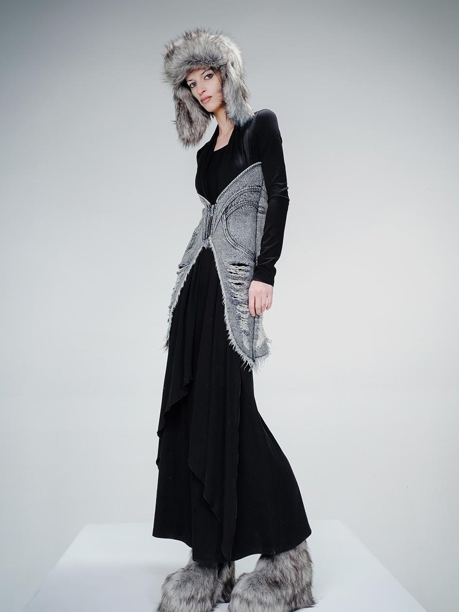 UpdateNN NORTH NODE Cowboy Corset Dress with Detachable Scarf