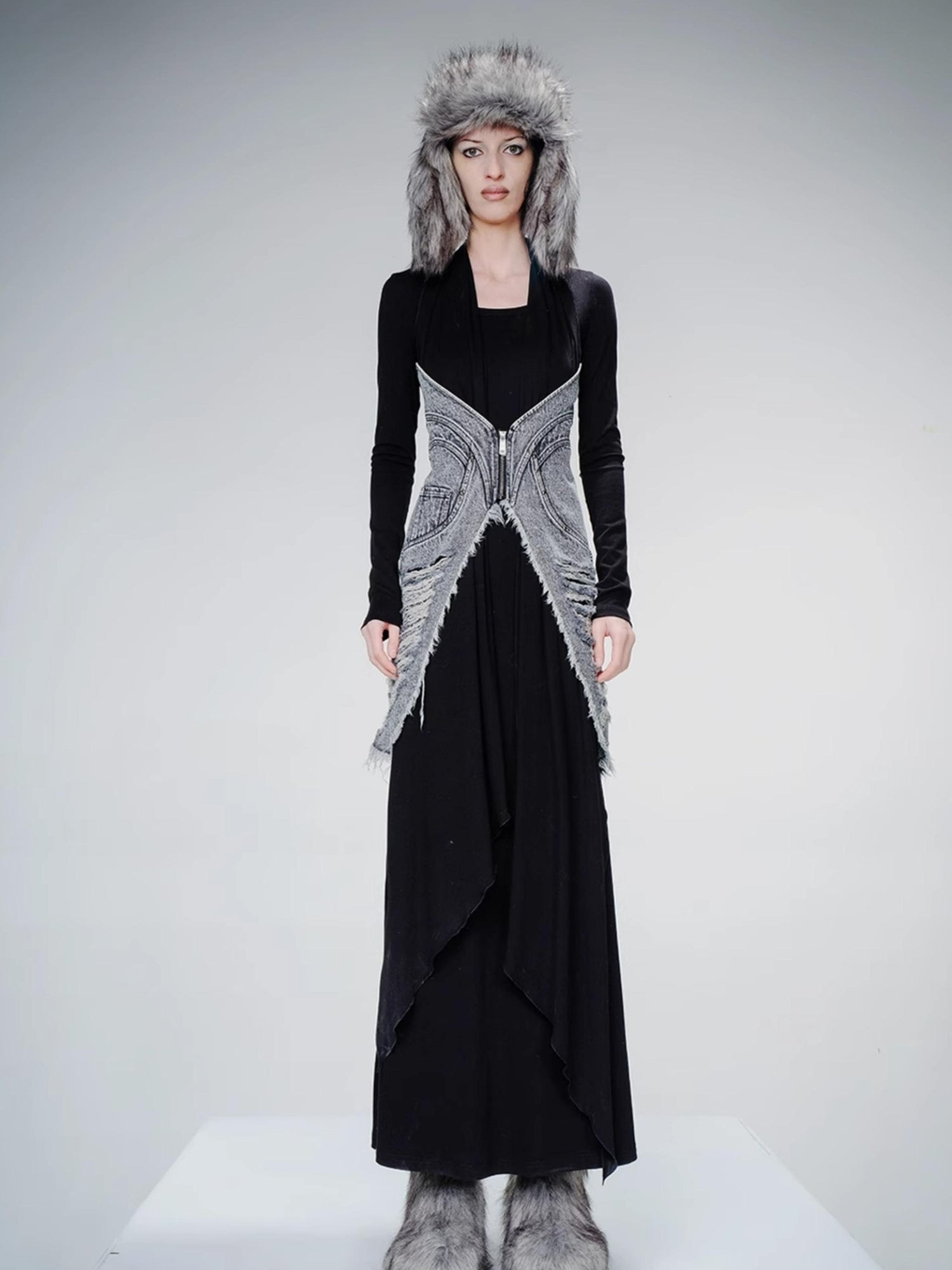 UpdateNN NORTH NODE Cowboy Corset Dress with Detachable Scarf