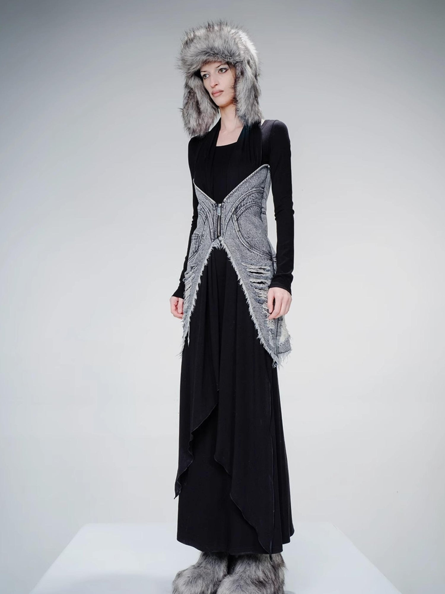 UpdateNN NORTH NODE Cowboy Corset Dress with Detachable Scarf