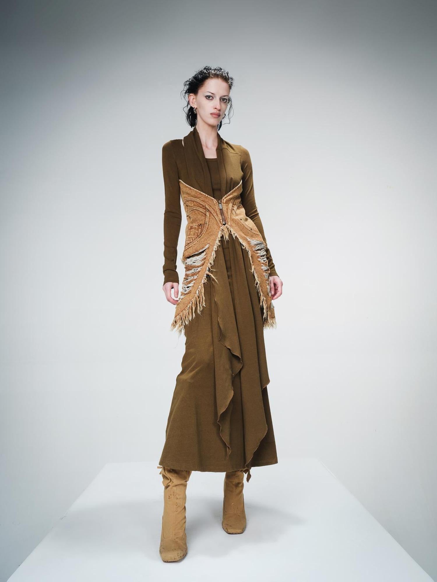 UpdateNN NORTH NODE Cowboy Corset Dress with Detachable Scarf