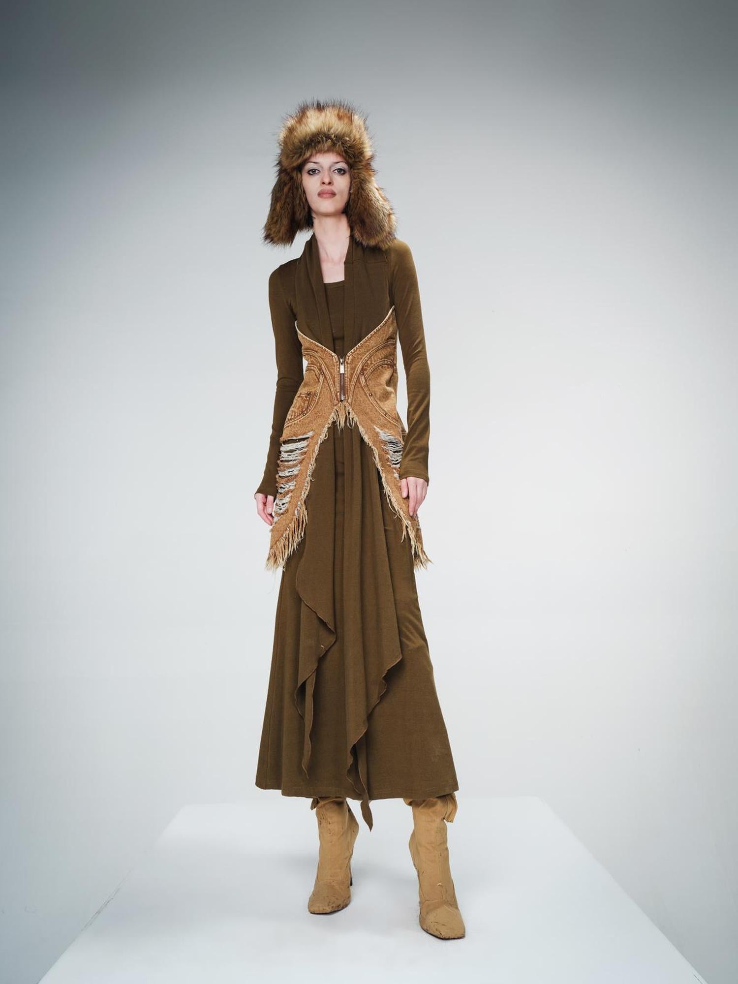 UpdateNN NORTH NODE Cowboy Corset Dress with Detachable Scarf