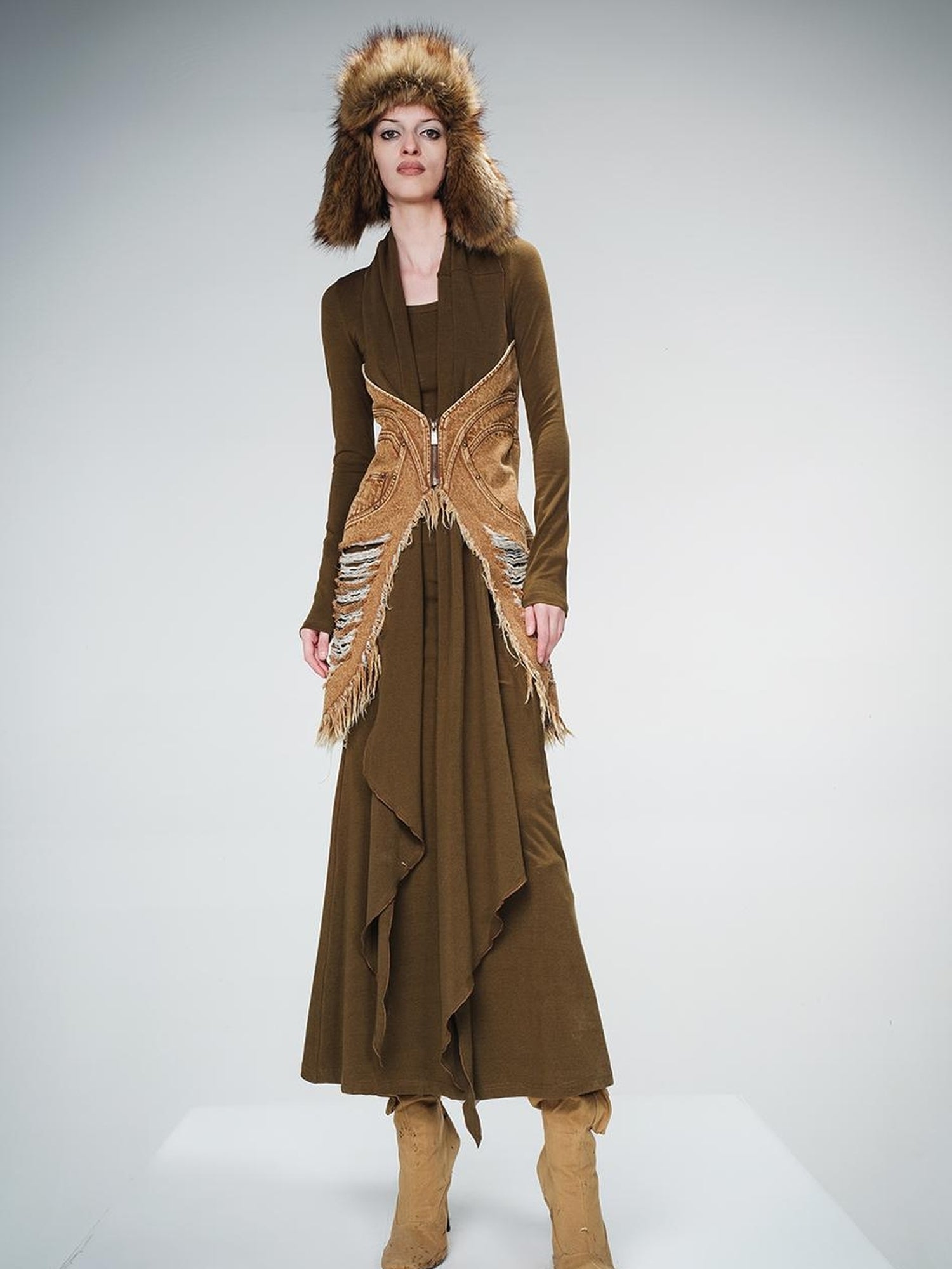 UpdateNN NORTH NODE Cowboy Corset Dress with Detachable Scarf