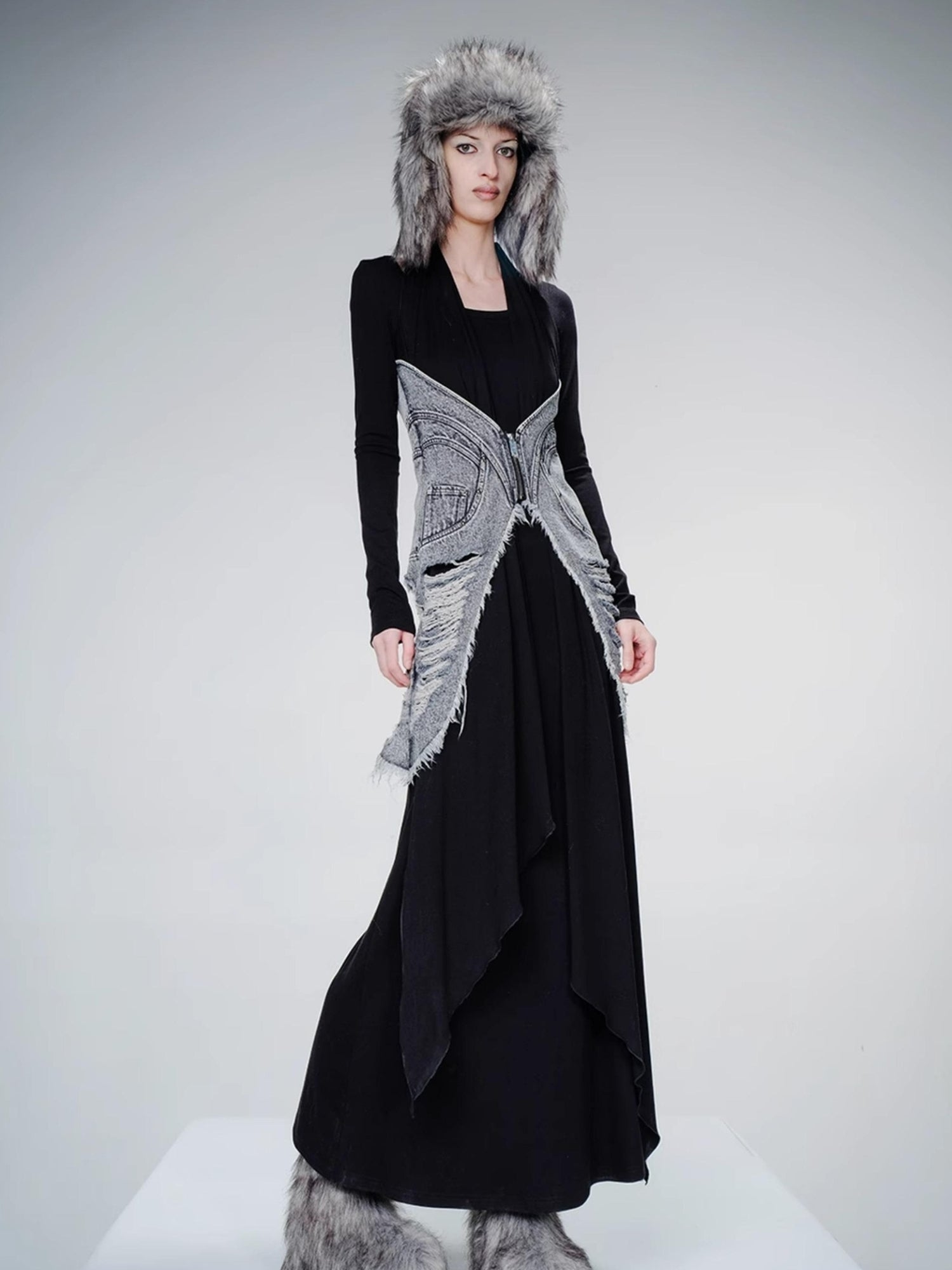 UpdateNN NORTH NODE Cowboy Corset Dress with Detachable Scarf