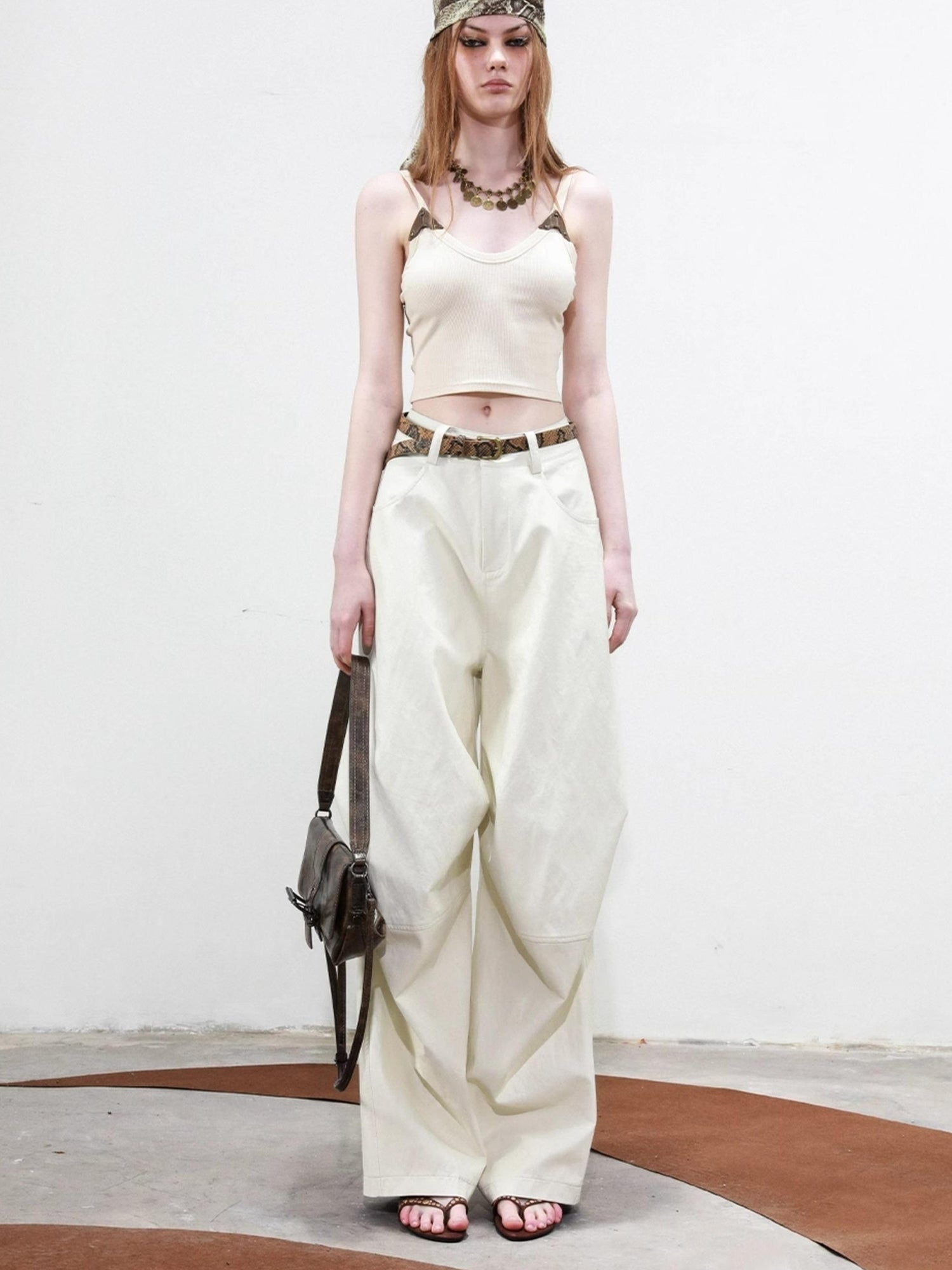 UpdateNN NORTH NODE Deconstructed Tapered PU Pants With Draping