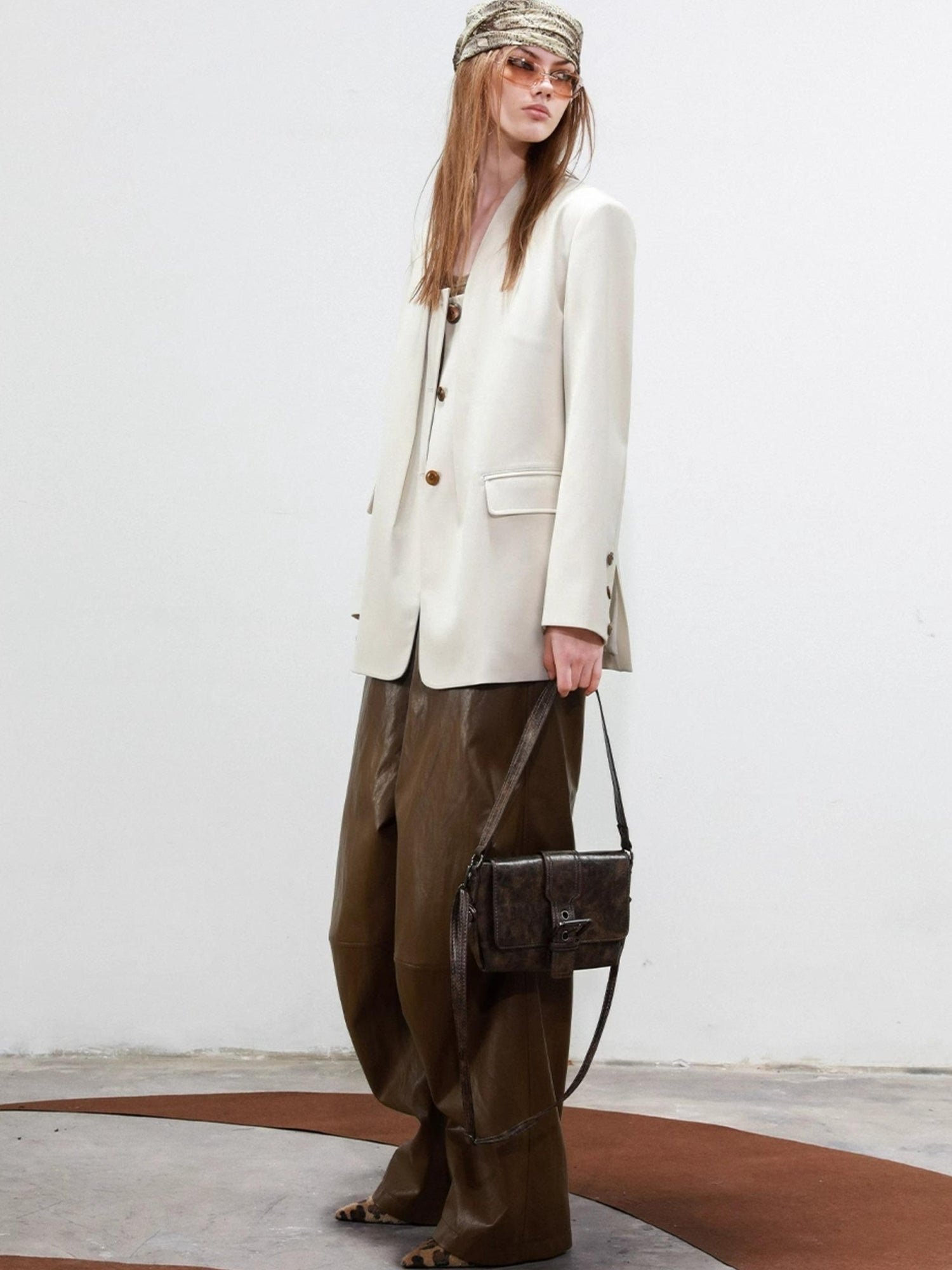 UpdateNN NORTH NODE Deconstructed Tapered PU Pants With Draping