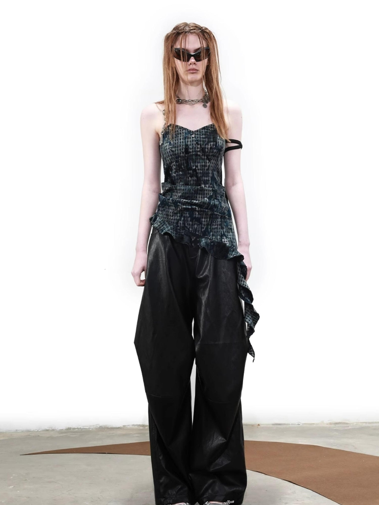 UpdateNN NORTH NODE Deconstructed Tapered PU Pants With Draping