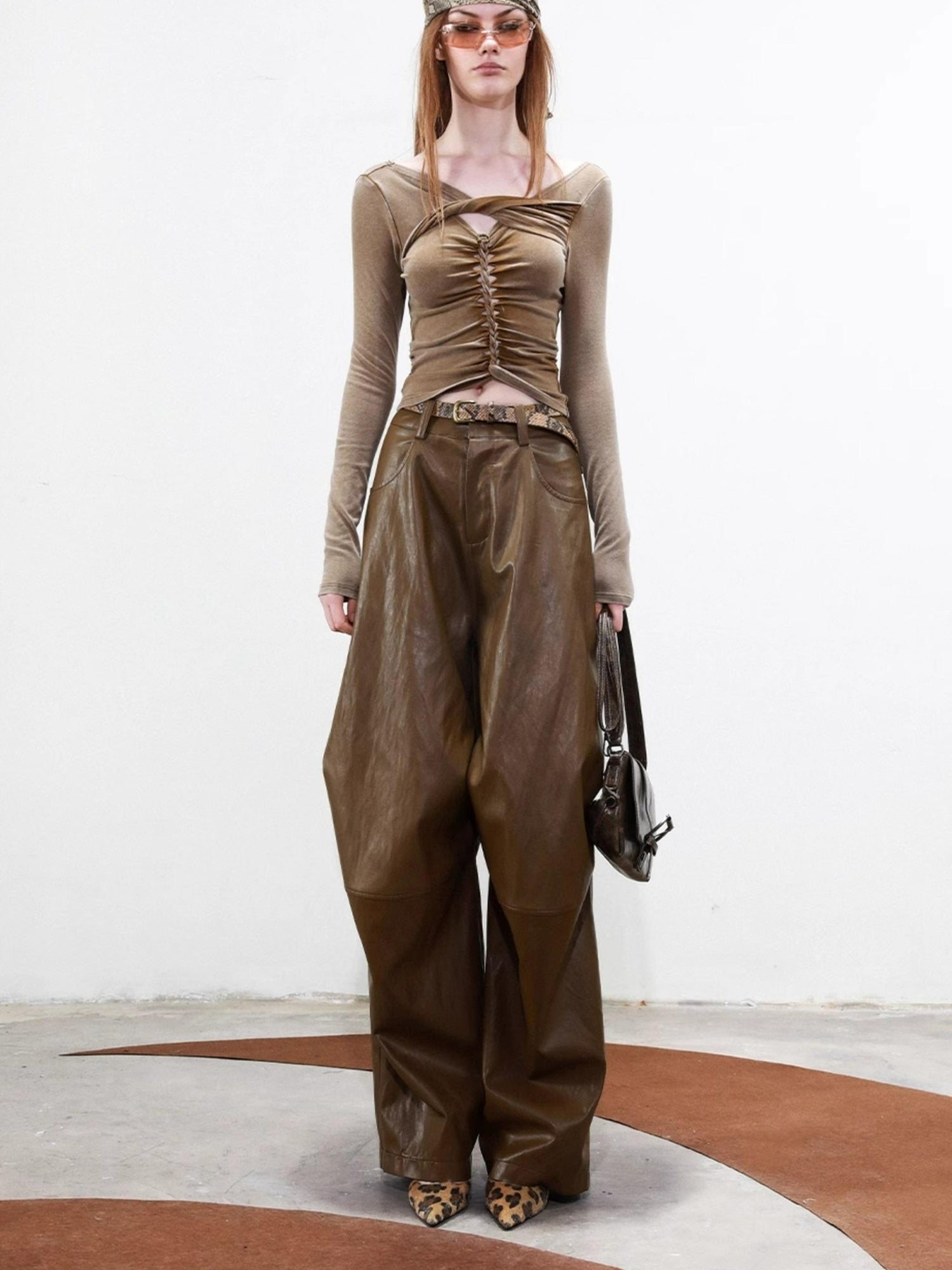 UpdateNN NORTH NODE Deconstructed Tapered PU Pants With Draping