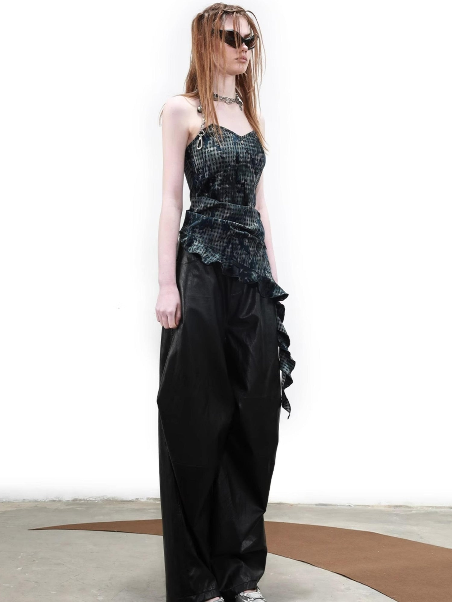 UpdateNN NORTH NODE Deconstructed Tapered PU Pants With Draping