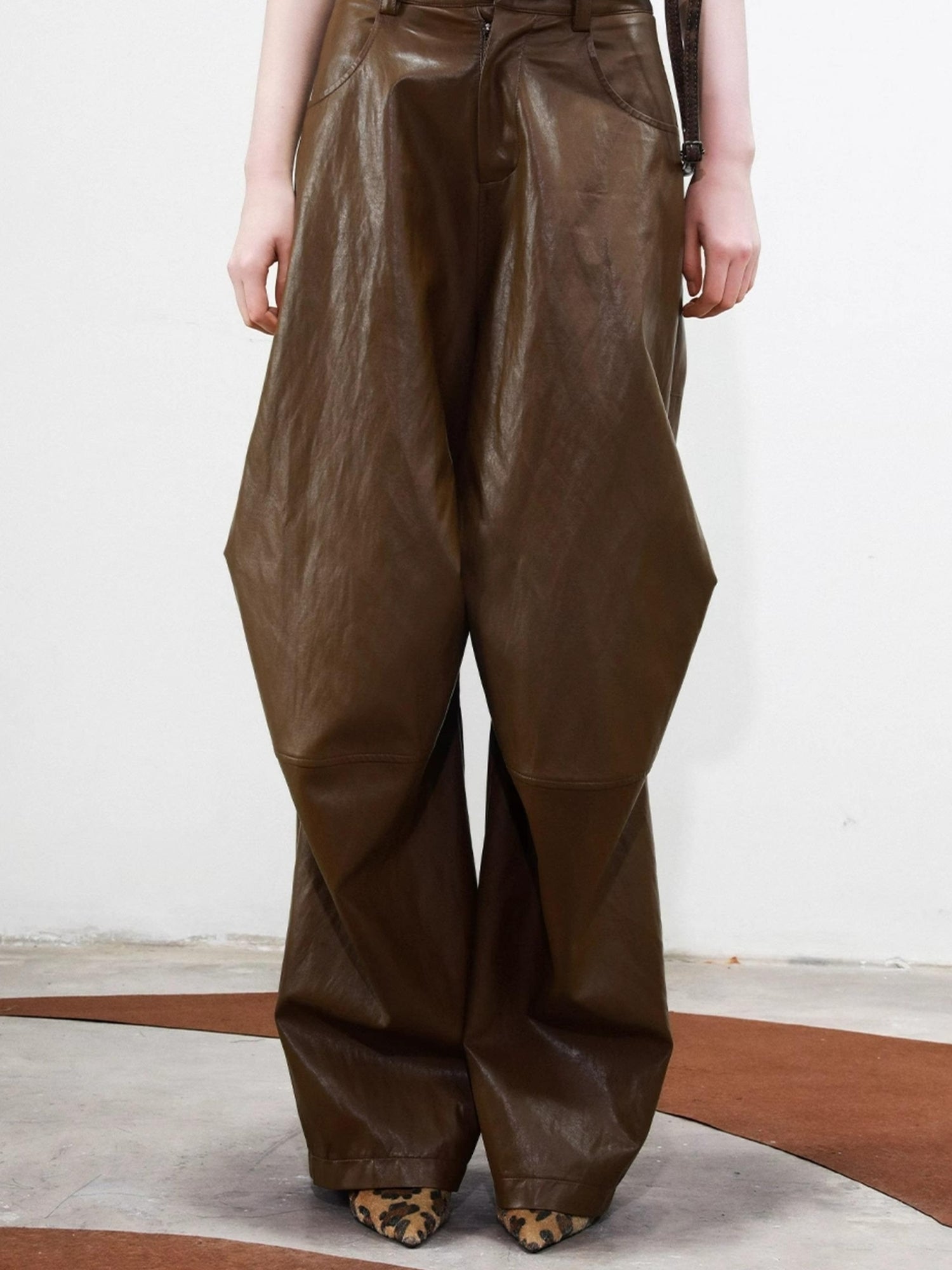 UpdateNN NORTH NODE Deconstructed Tapered PU Pants With Draping
