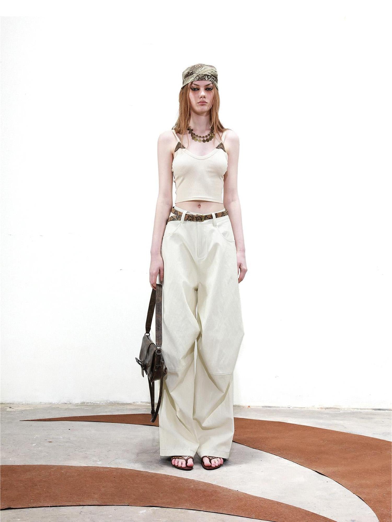 UpdateNN NORTH NODE Deconstructed Tapered PU Pants With Draping