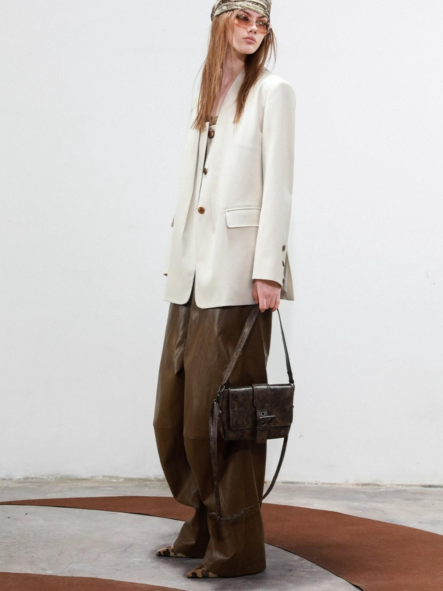 UpdateNN NORTH NODE Deconstructed Tapered PU Pants With Draping