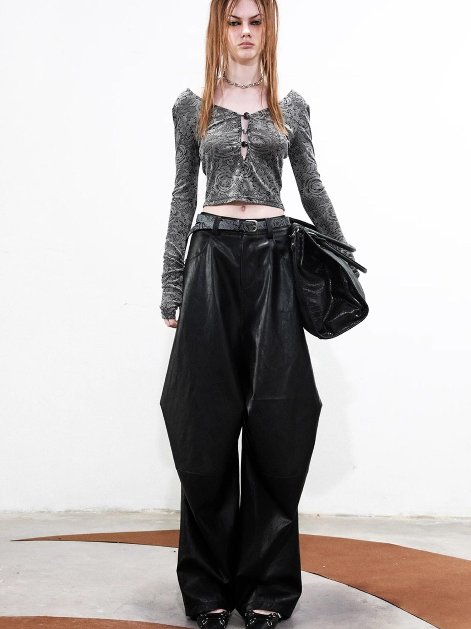 UpdateNN NORTH NODE Deconstructed Tapered PU Pants With Draping