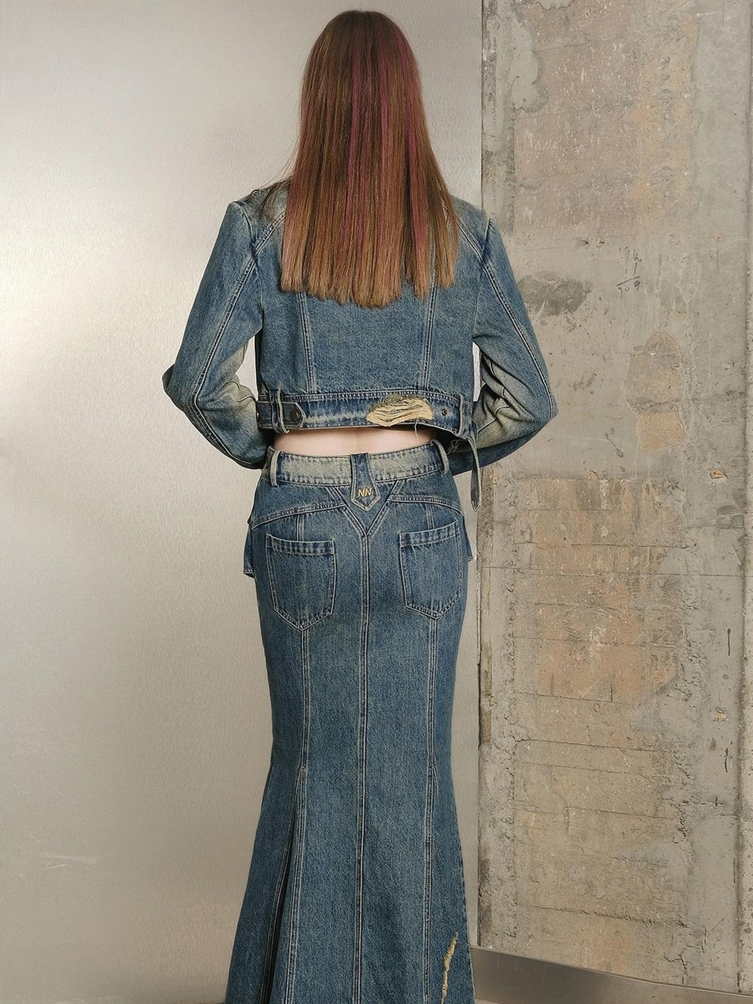 UpdateNN NORTH NODE Denim Jacket Skirt Set In Earth Tones