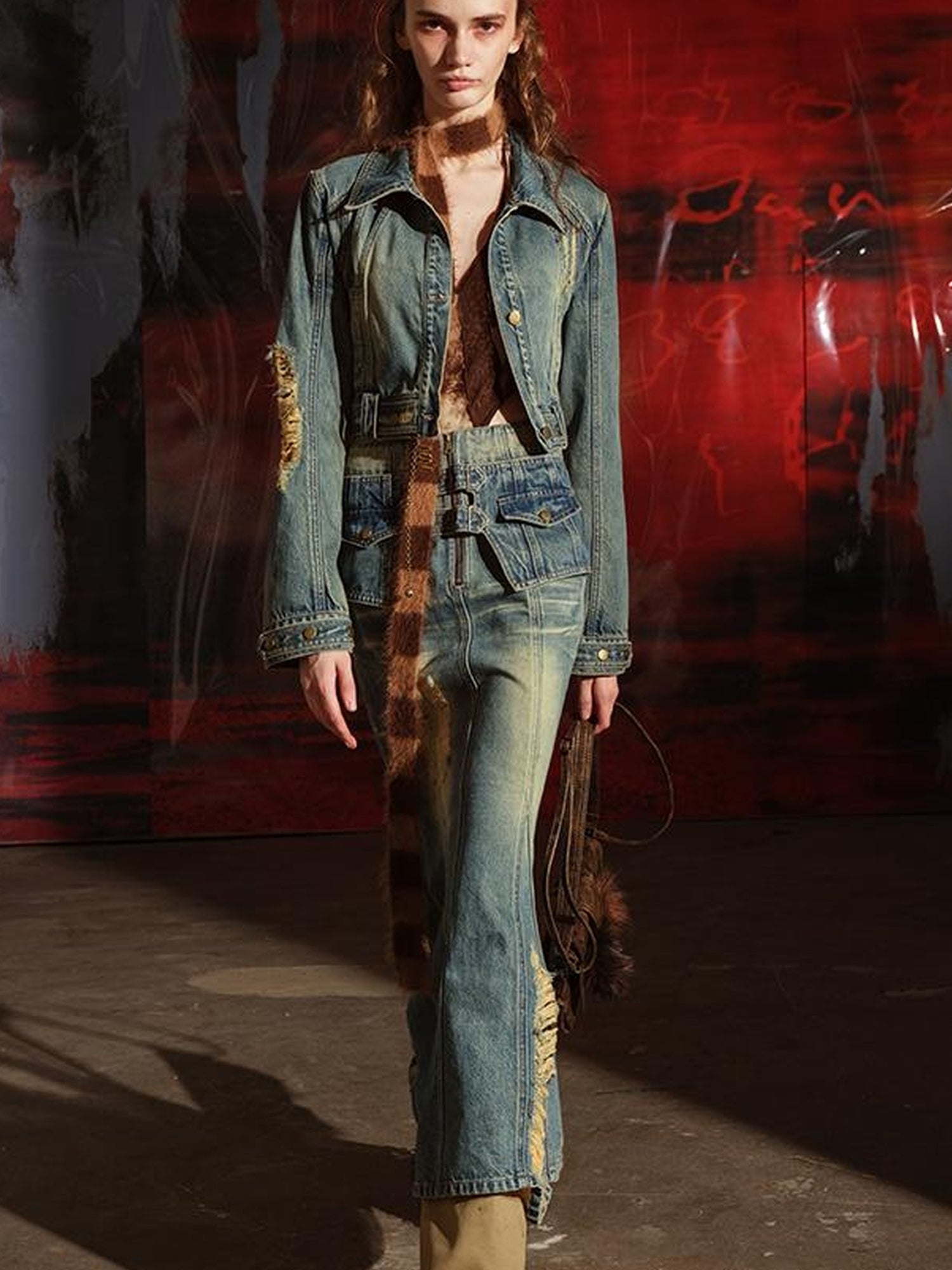 UpdateNN NORTH NODE Denim Jacket Skirt Set In Earth Tones