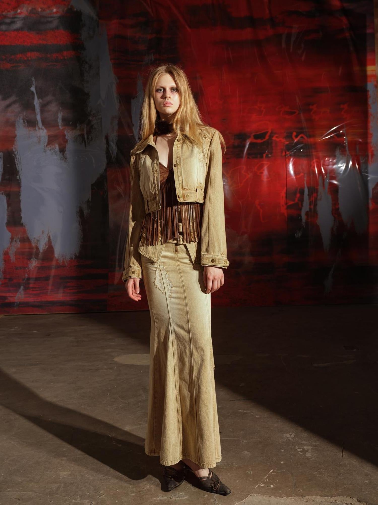 UpdateNN NORTH NODE Denim Jacket Skirt Set In Earth Tones