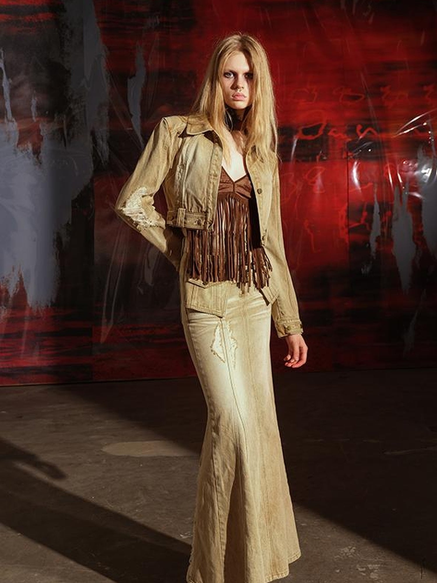 UpdateNN NORTH NODE Denim Jacket Skirt Set In Earth Tones