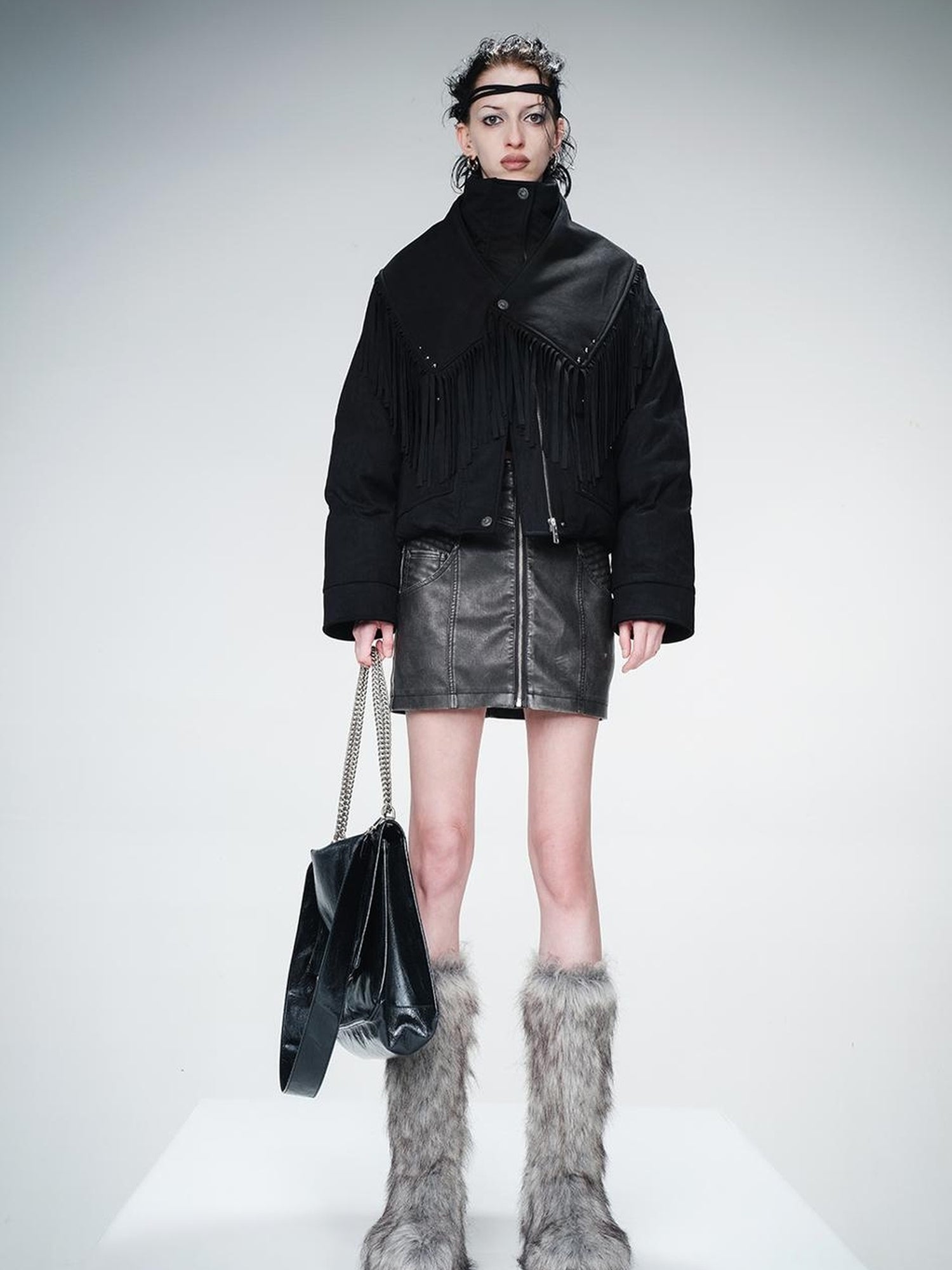 UpdateNN NORTH NODE Detachable Fringe Down Jacket With White Duck Feathers