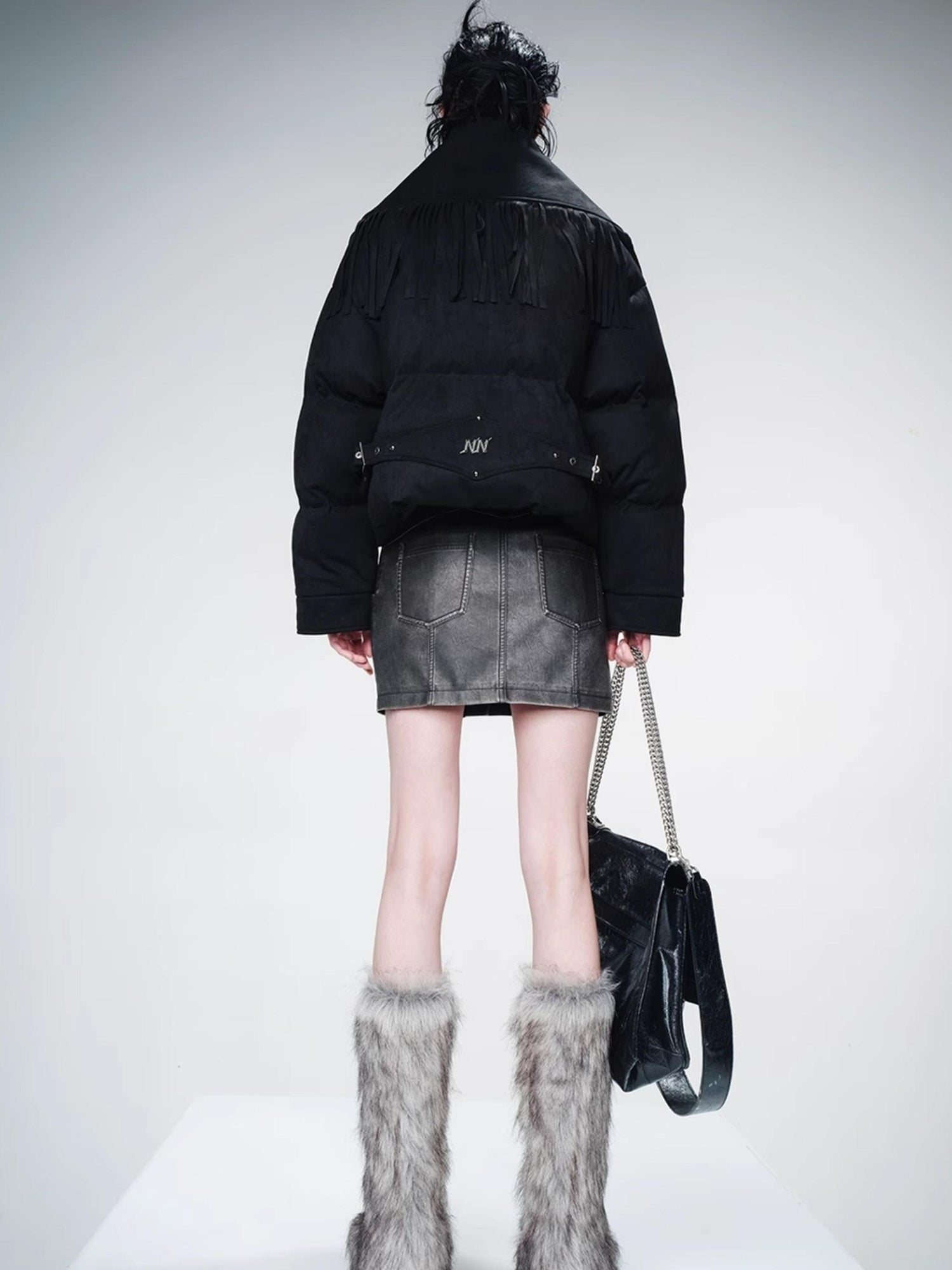 UpdateNN NORTH NODE Detachable Fringe Down Jacket With White Duck Feathers