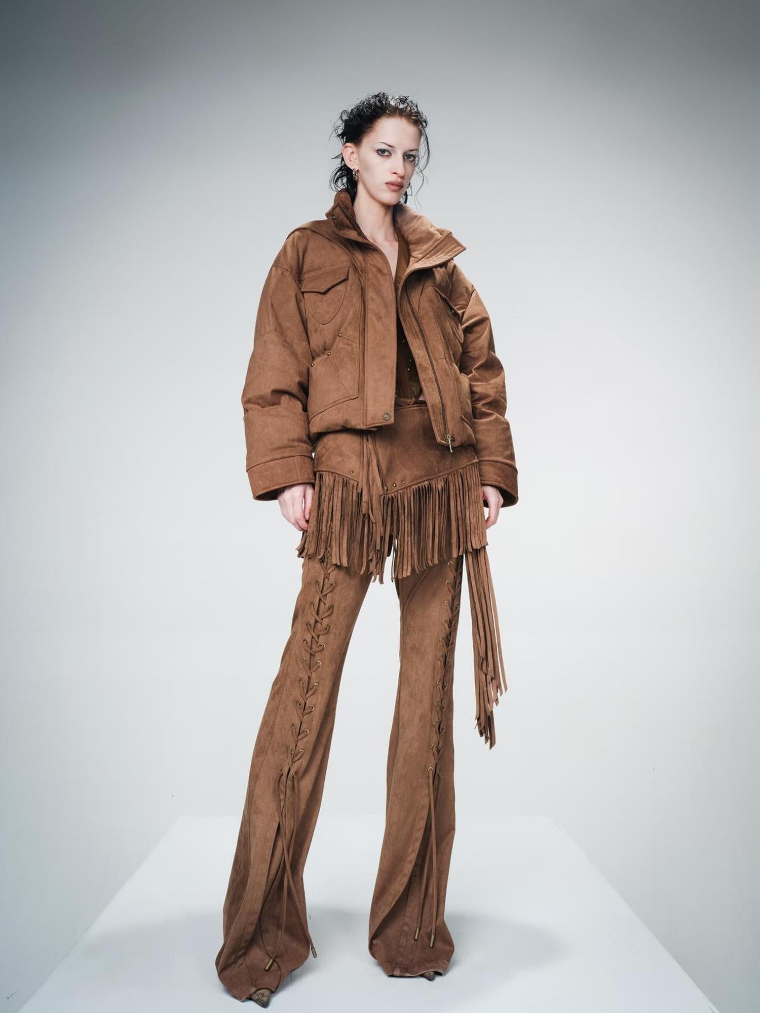 UpdateNN NORTH NODE Detachable Fringe Down Jacket With White Duck Feathers